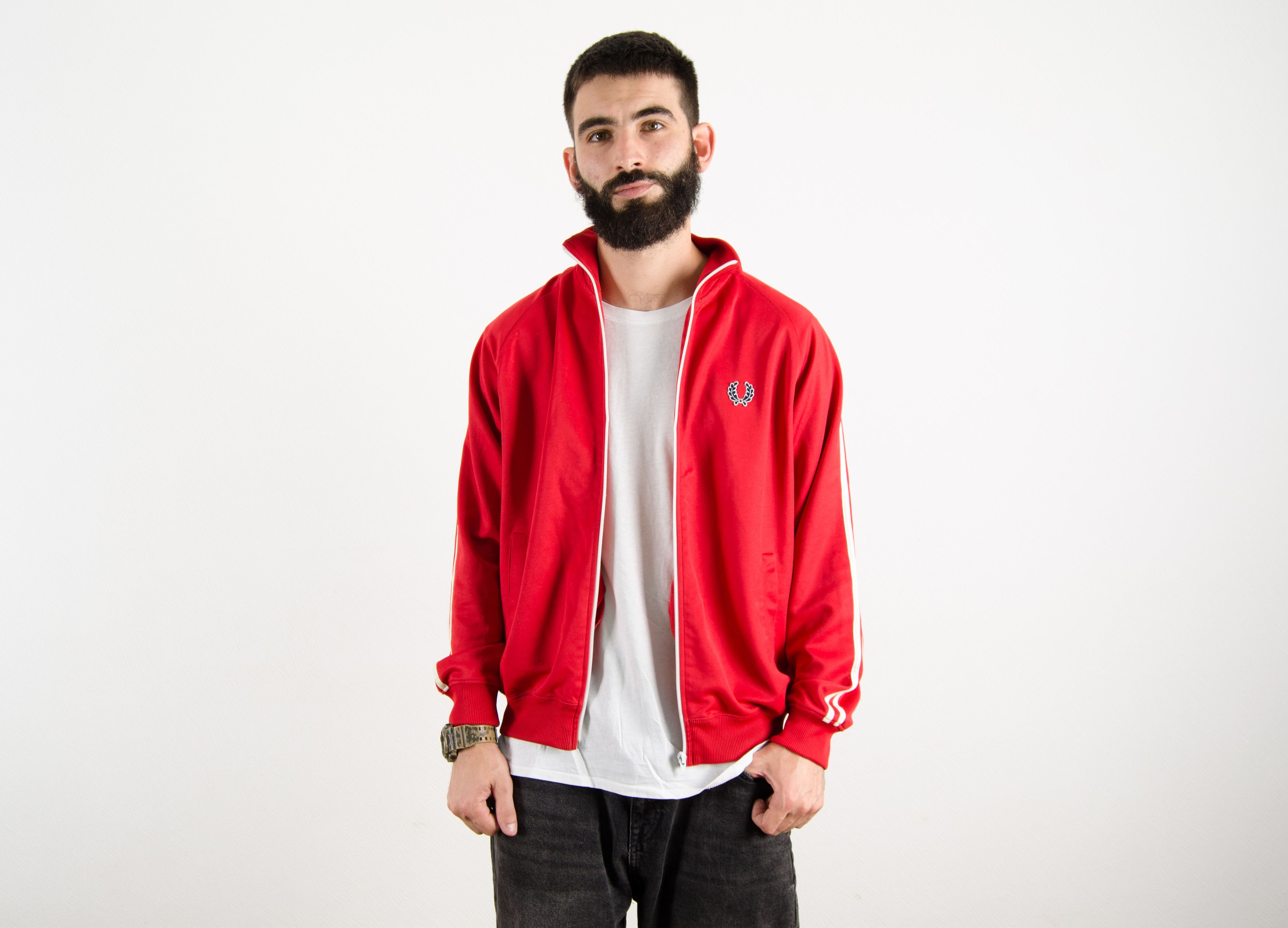 Fred Perry Vintage Fred Perry Logo Track Top Olympic Sweatshirt Size US L / EU 52-54 / 3 - 1 Thumbnail