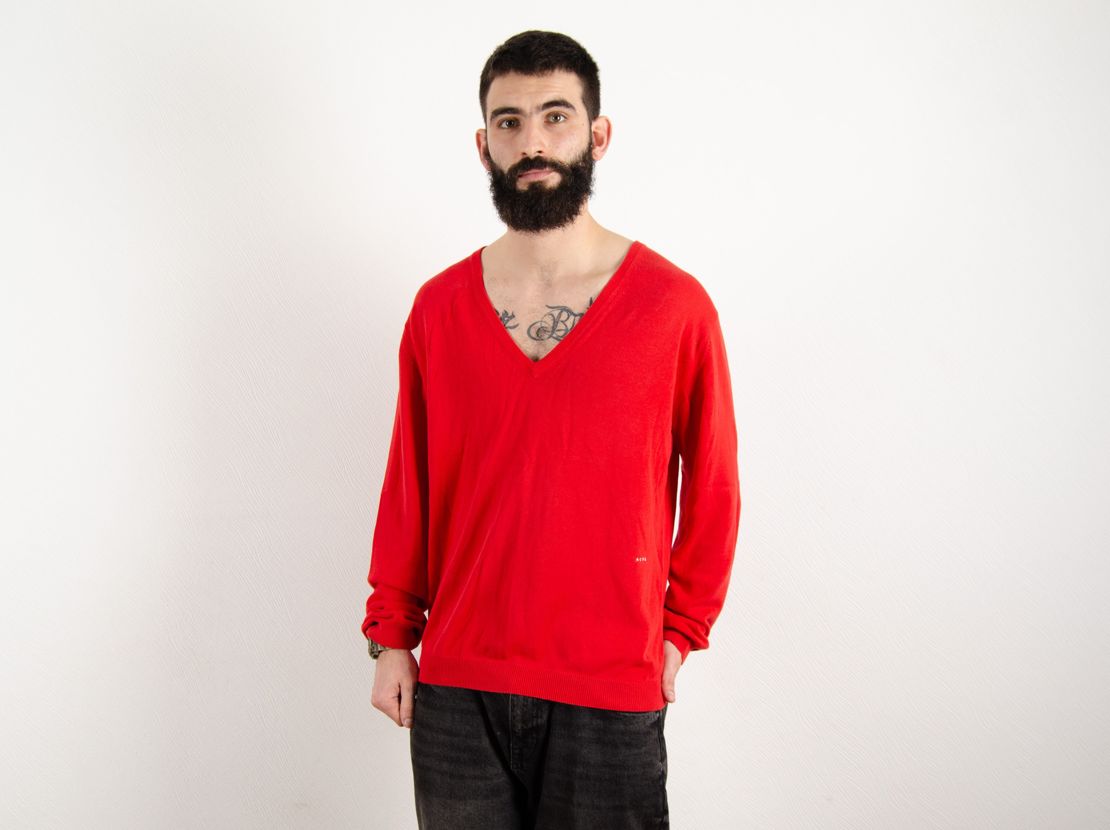 Acne Studios Vintage Acne Jeans V Neck Cotton Oversized Sweater Size US L / EU 52-54 / 3 - 2 Thumbnail
