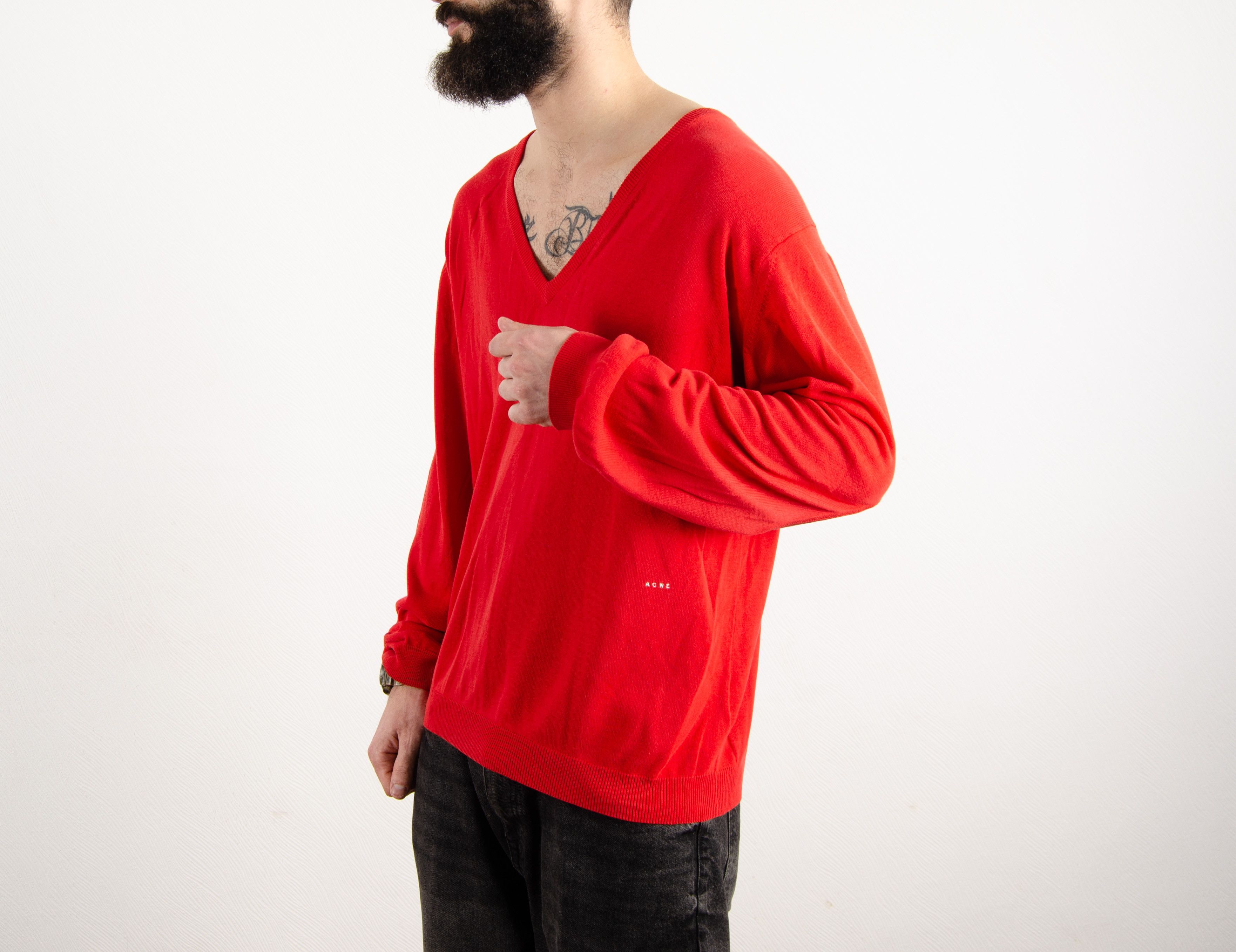Vintage Acne Jeans V Neck Cotton Oversized Sweater