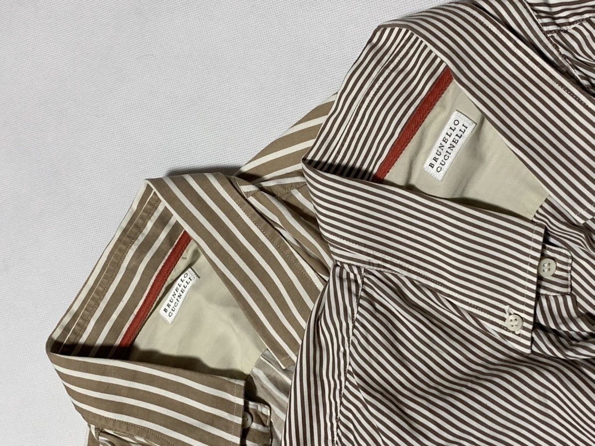 Brunello Cucinelli BRUNELLO CUCINELLI Classic Striped Cotton Shirt Size US XL / EU 56 / 4 - 4 Thumbnail