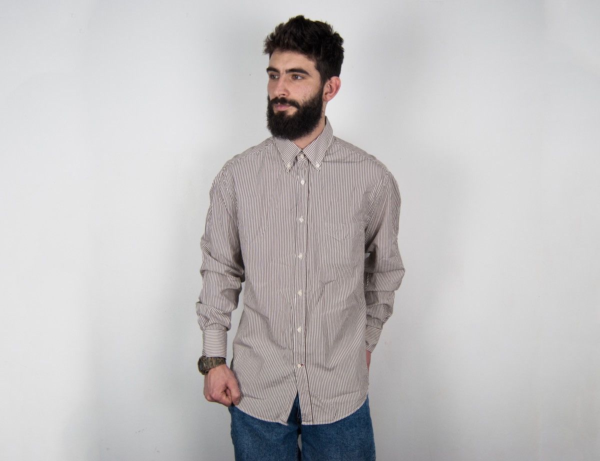 Brunello Cucinelli BRUNELLO CUCINELLI Classic Striped Cotton Shirt Size US XL / EU 56 / 4 - 2 Thumbnail