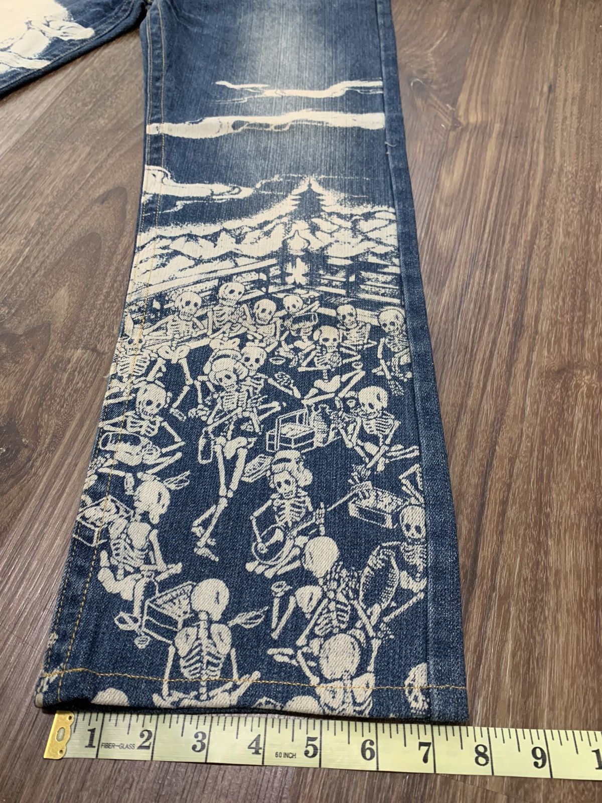 Japanese Brand Buden Shouten Bleach Design Traditional Skeleton Denim Size US 30 / EU 46 - 18 Thumbnail