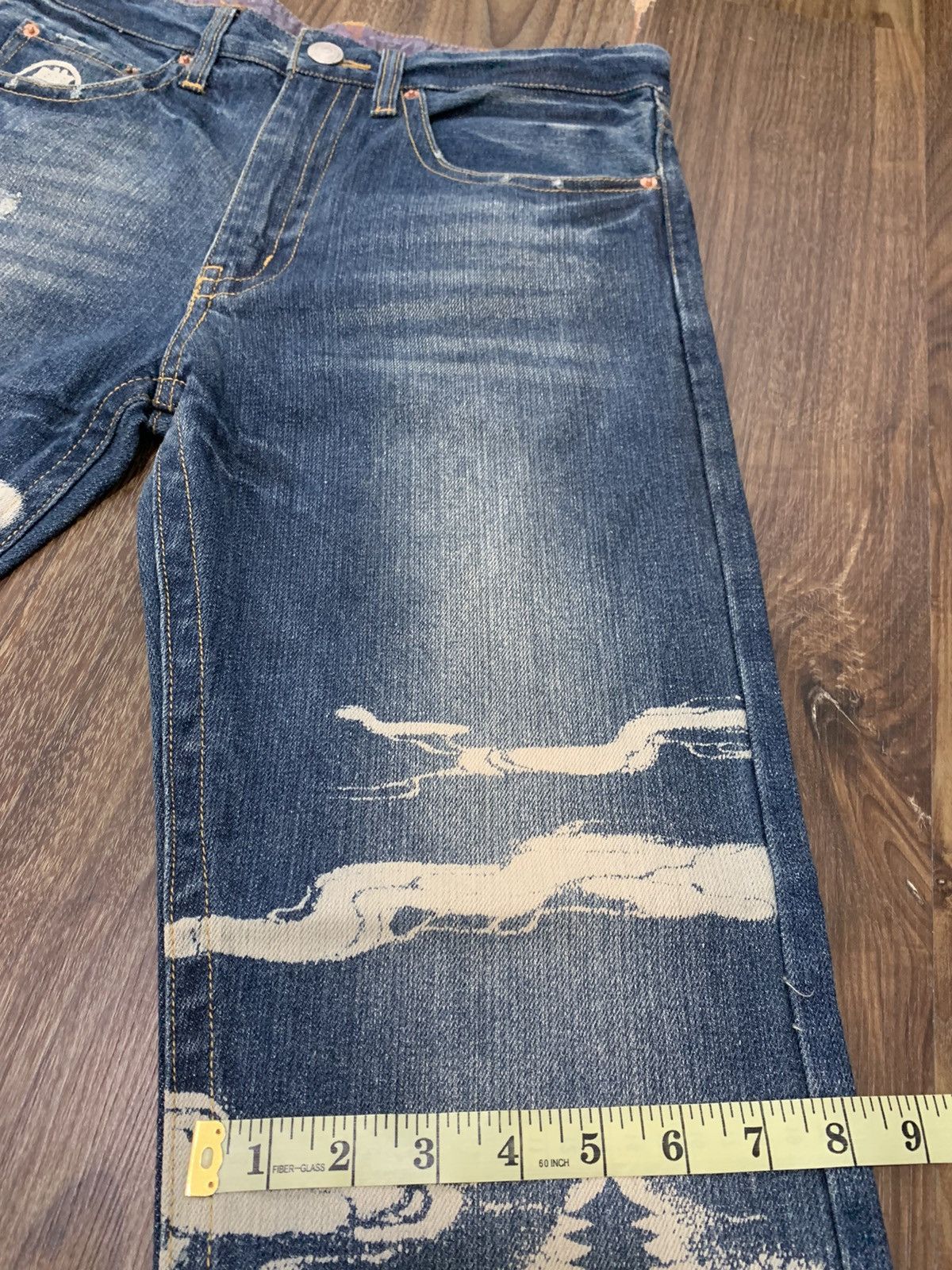 Japanese Brand Buden Shouten Bleach Design Traditional Skeleton Denim Size US 30 / EU 46 - 17 Thumbnail