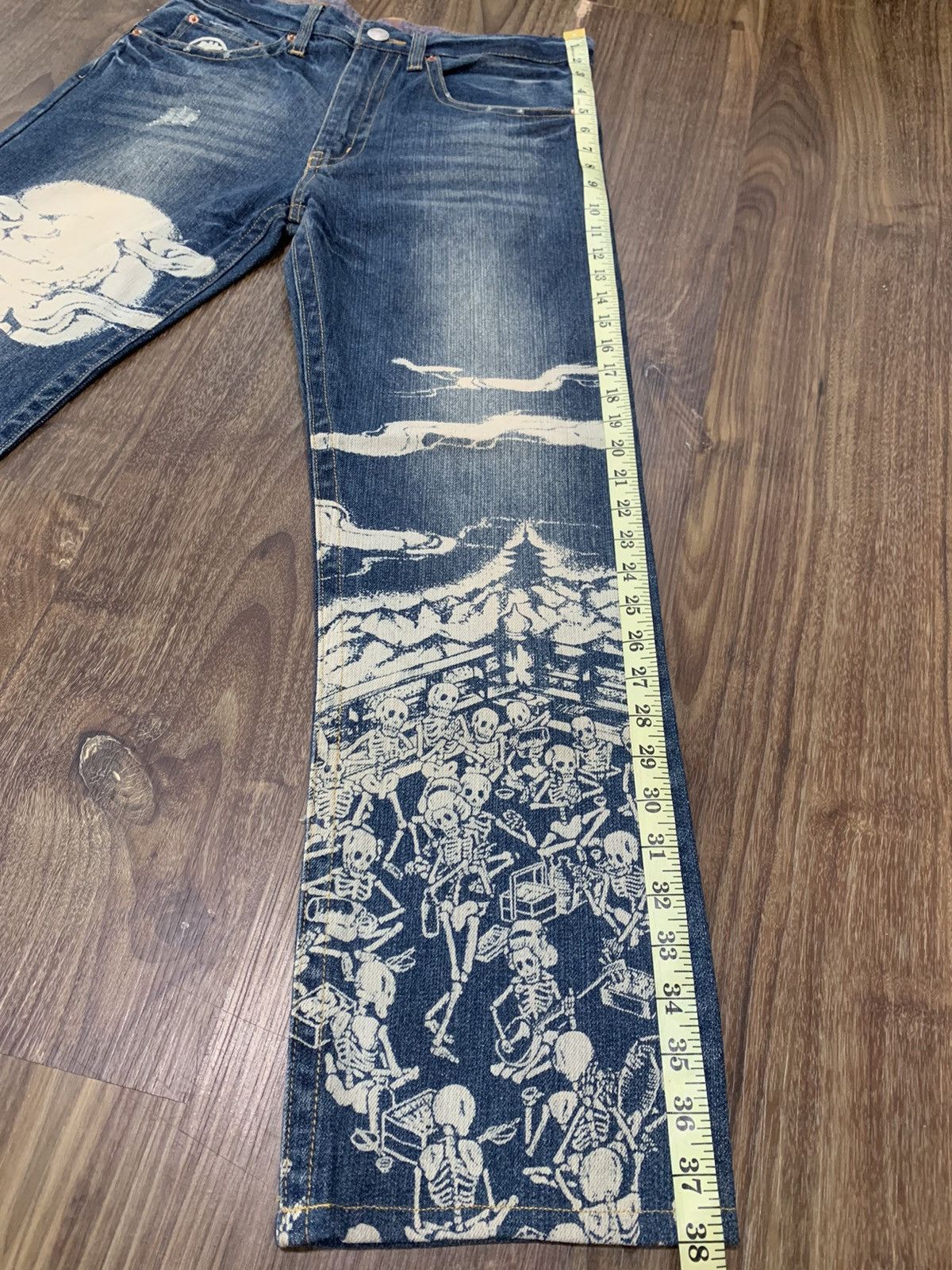 Japanese Brand Buden Shouten Bleach Design Traditional Skeleton Denim Size US 30 / EU 46 - 19 Thumbnail