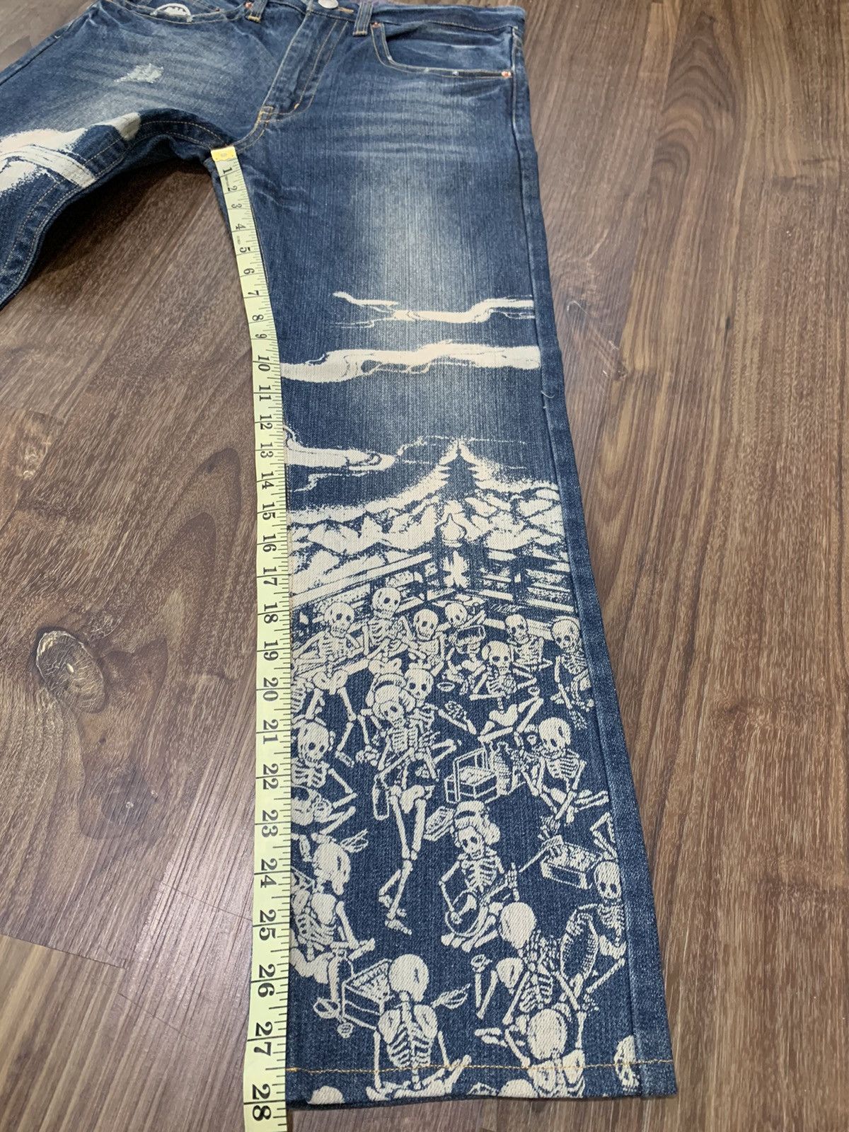 Japanese Brand Buden Shouten Bleach Design Traditional Skeleton Denim Size US 30 / EU 46 - 20 Thumbnail