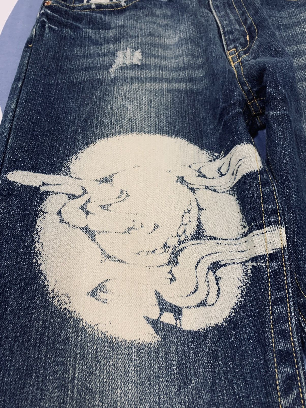 Japanese Brand Buden Shouten Bleach Design Traditional Skeleton Denim Size US 30 / EU 46 - 4 Thumbnail