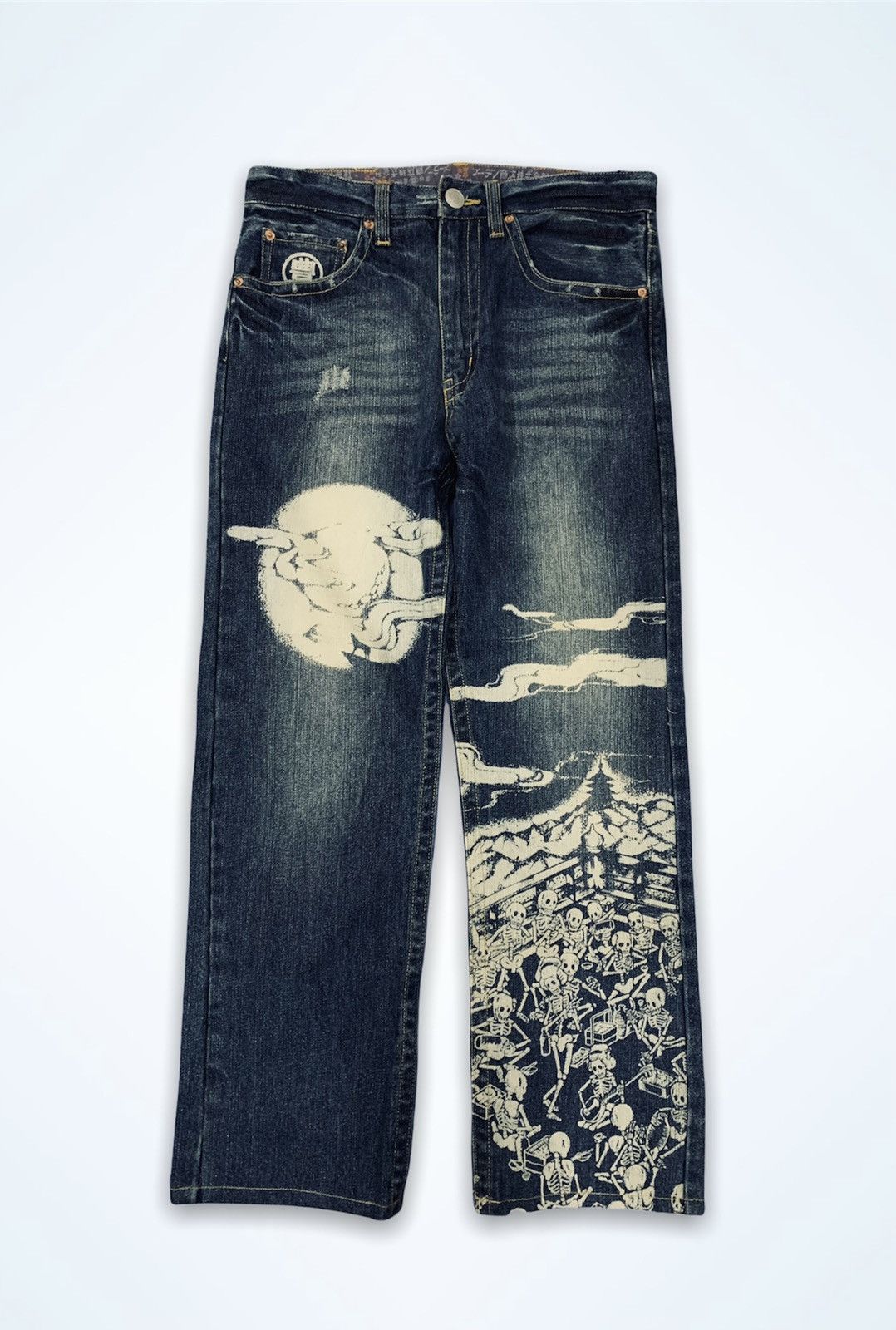 Japanese Brand Buden Shouten Bleach Design Traditional Skeleton Denim Size US 30 / EU 46 - 1 Thumbnail
