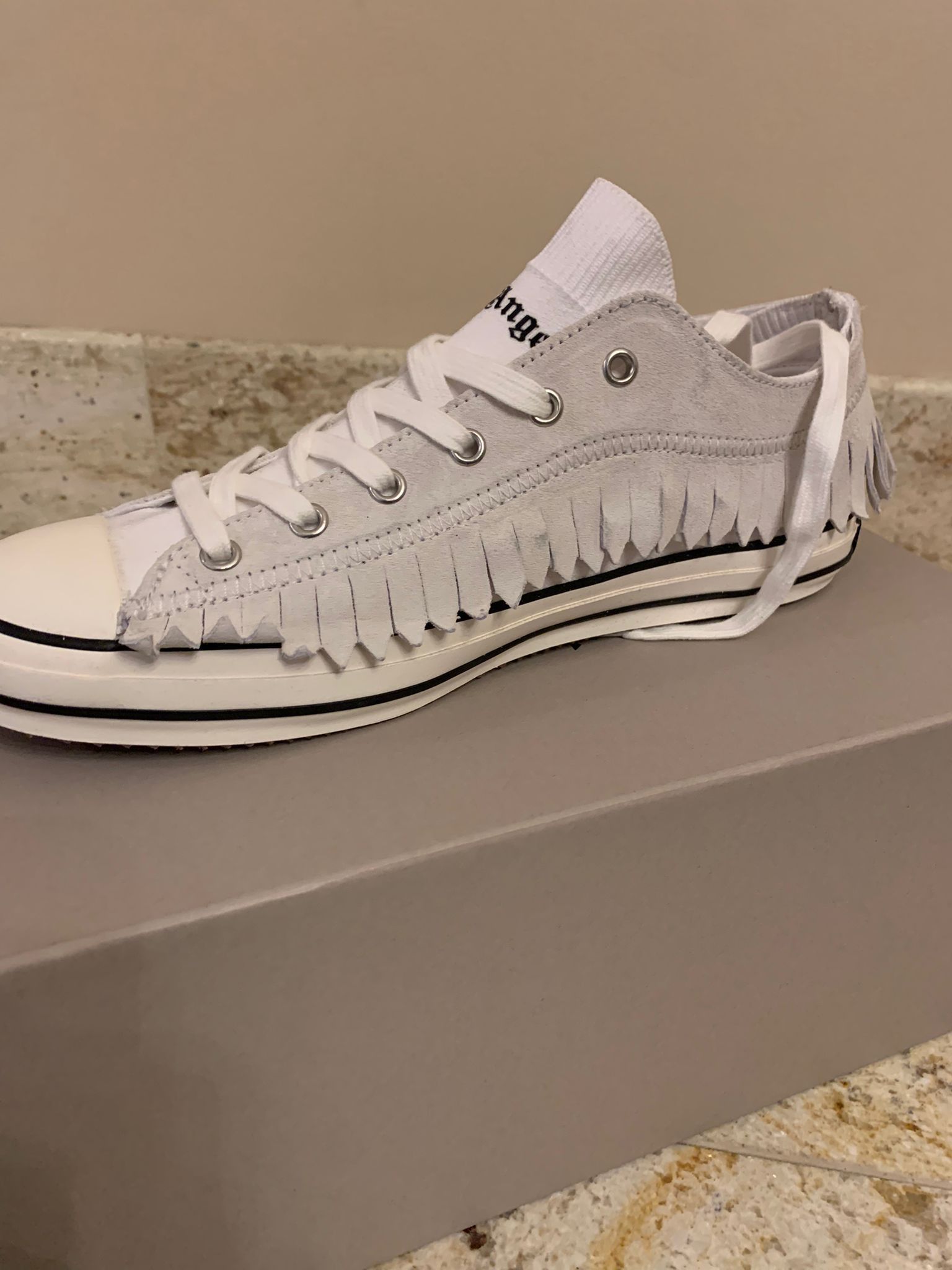 Palm Angels Fringe Low Top Sneakers in Black & White Size US 8 / EU 41 - 5 Thumbnail