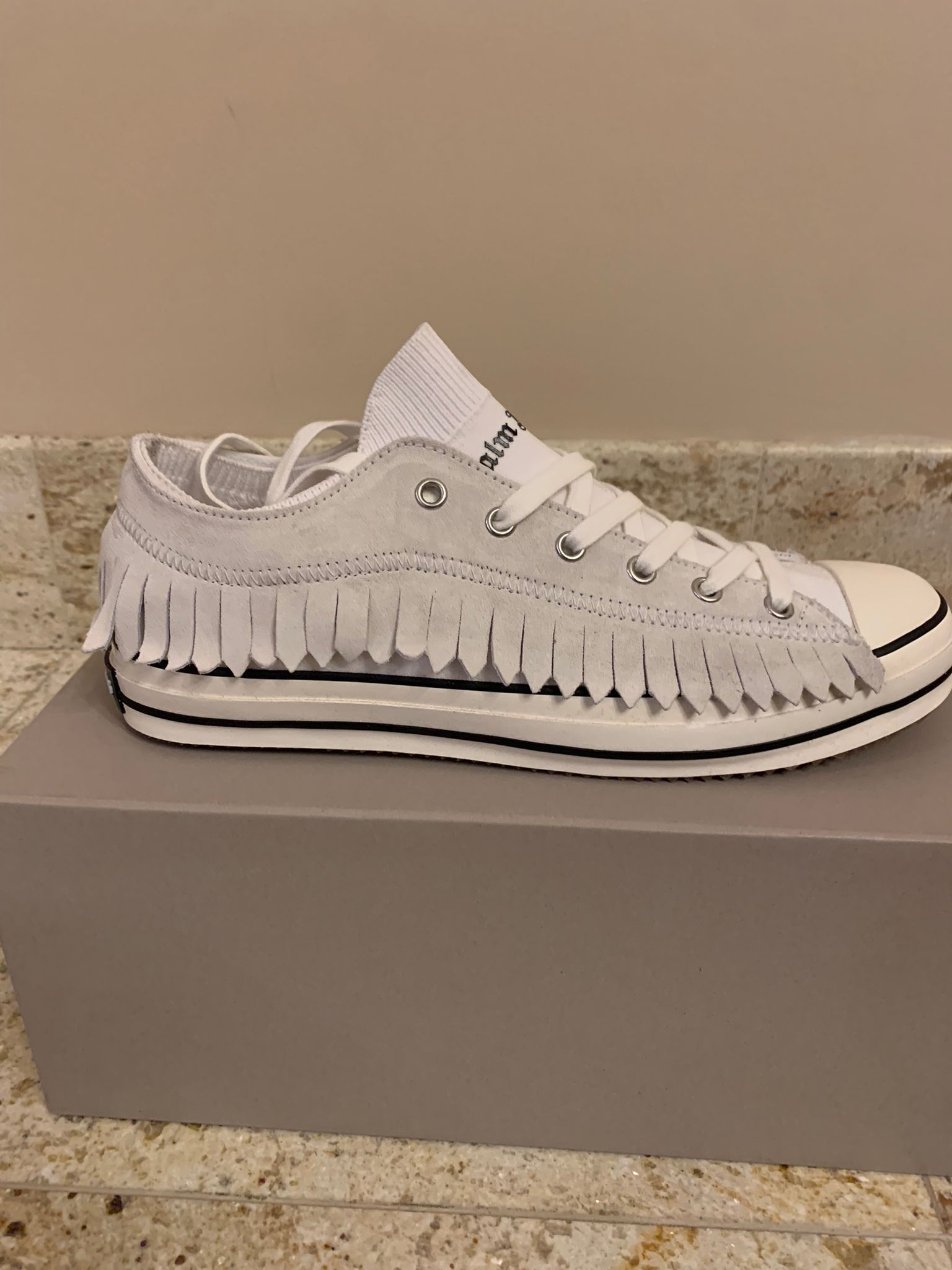 Palm Angels Fringe Low Top Sneakers in Black & White Size US 8 / EU 41 - 4 Thumbnail