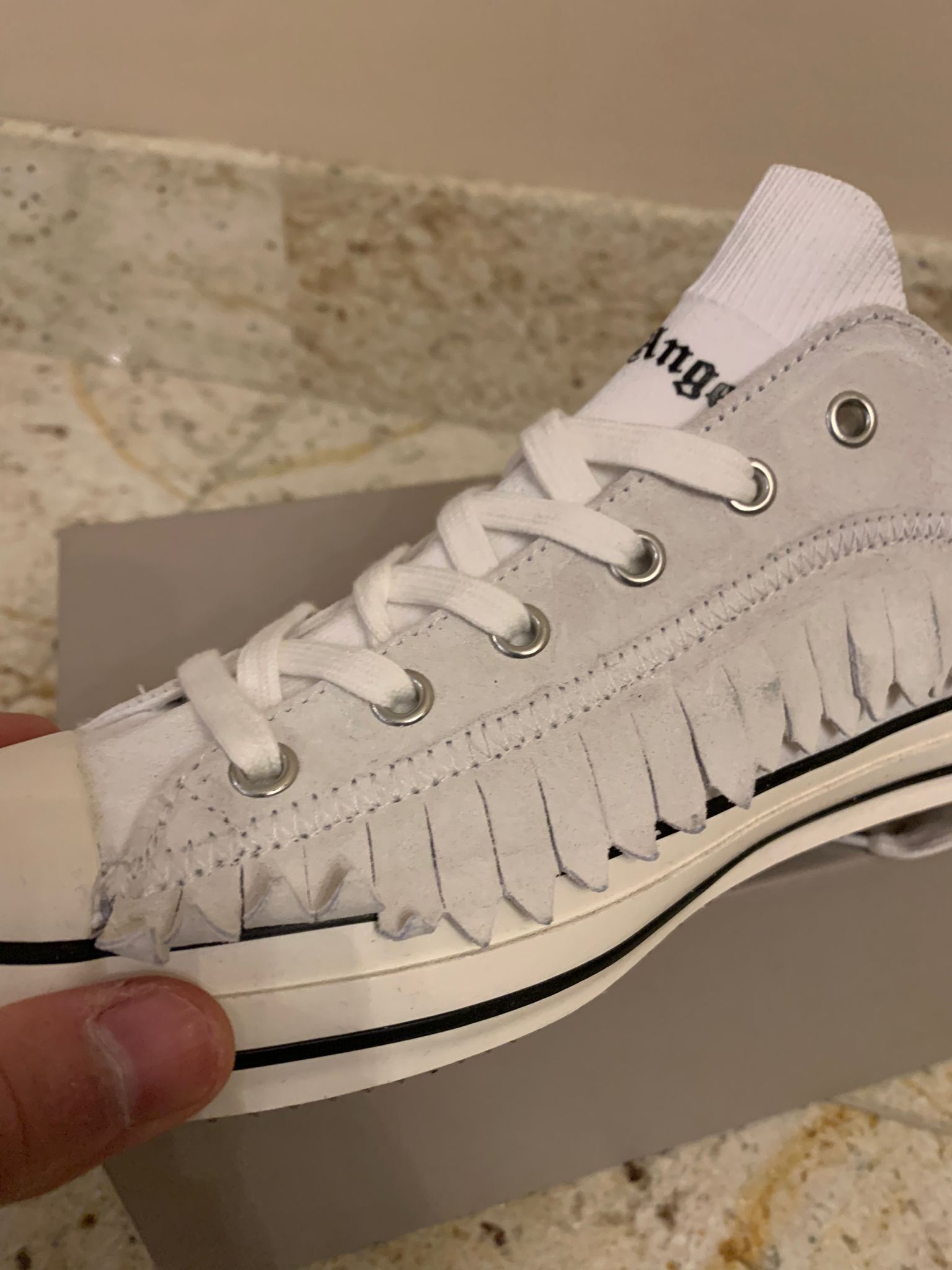 Palm Angels Fringe Low Top Sneakers in Black & White Size US 8 / EU 41 - 7 Thumbnail
