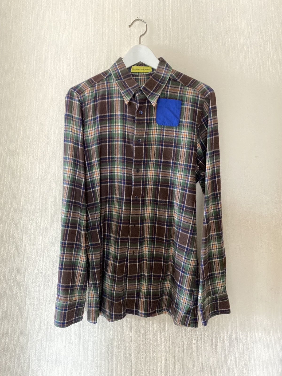image of Raf Simons - Plaid Flannel Shirt Pocket - Aw14 in Brown, Men's (Size Medium)
