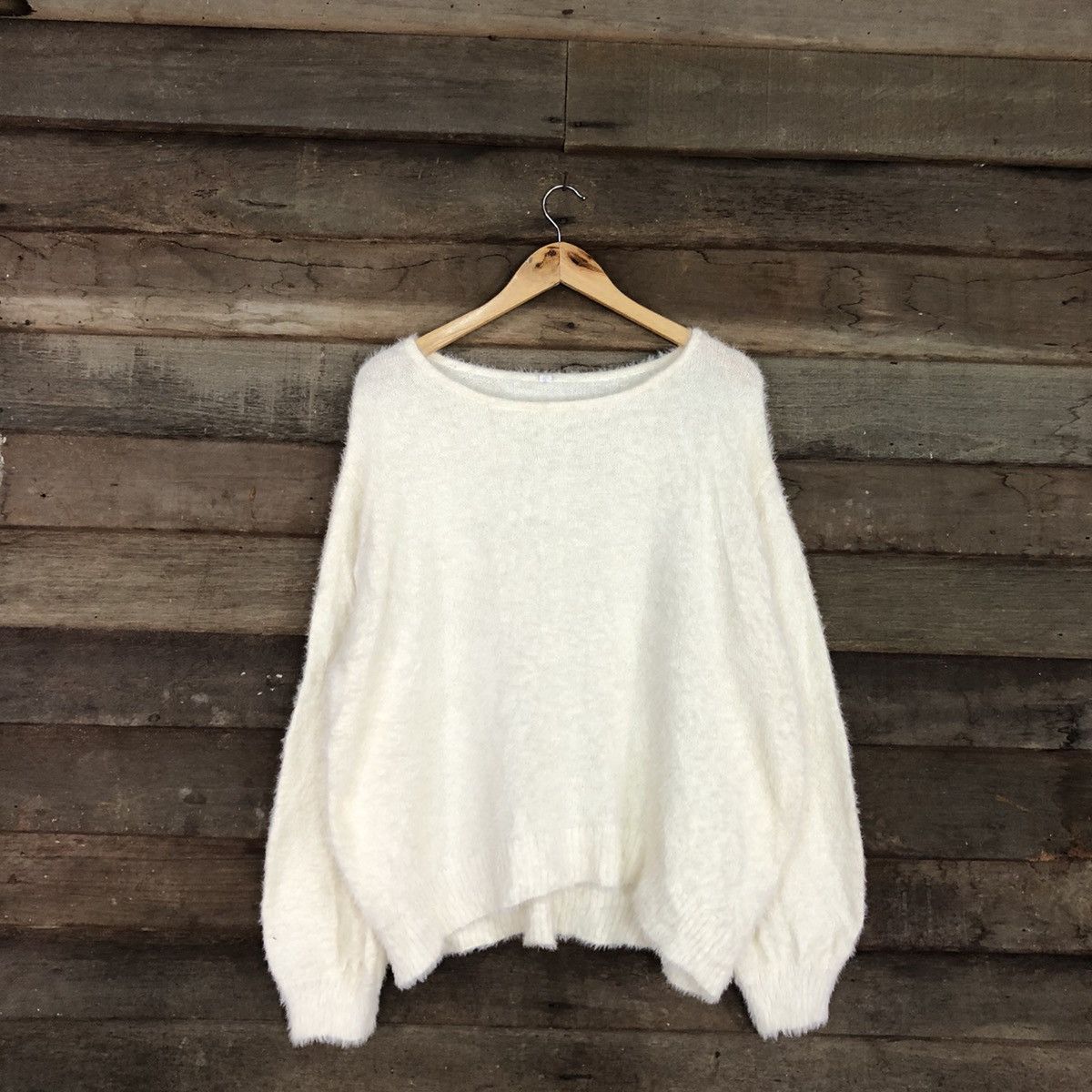Homespun Knitwear DLL Japan White Mohair fur Shag Shaggy knitwear #c1081 Size US XL / EU 56 / 4 - 1 Thumbnail