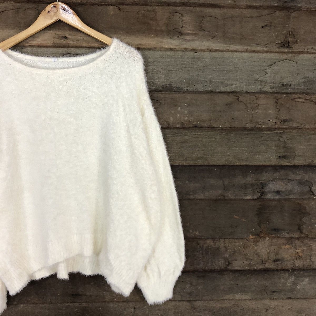 Homespun Knitwear DLL Japan White Mohair fur Shag Shaggy knitwear #c1081 Size US XL / EU 56 / 4 - 5 Thumbnail