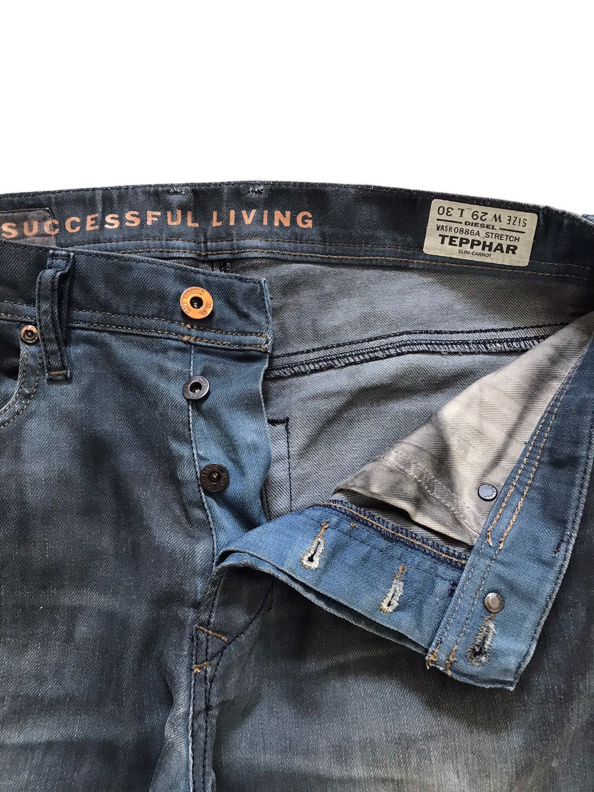 Diesel Diesel Tepphar Hand-made Painted Stretch Denim Slim Carrot Size US 29 - 9 Thumbnail