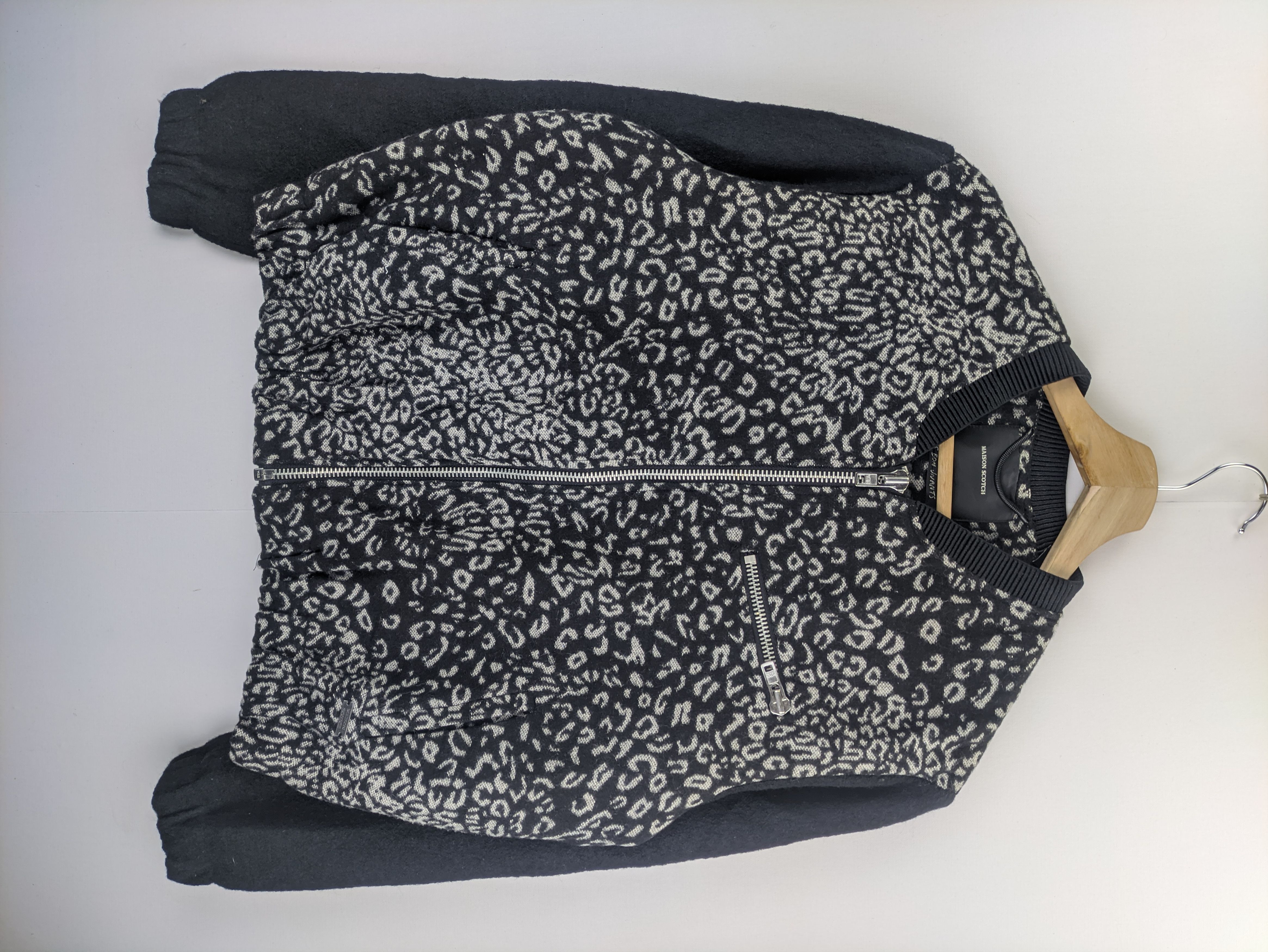 image of Avant Garde Stealswool Cropped Jacket Leopard By Maison Scotch in Black White, Women's (Size Medium