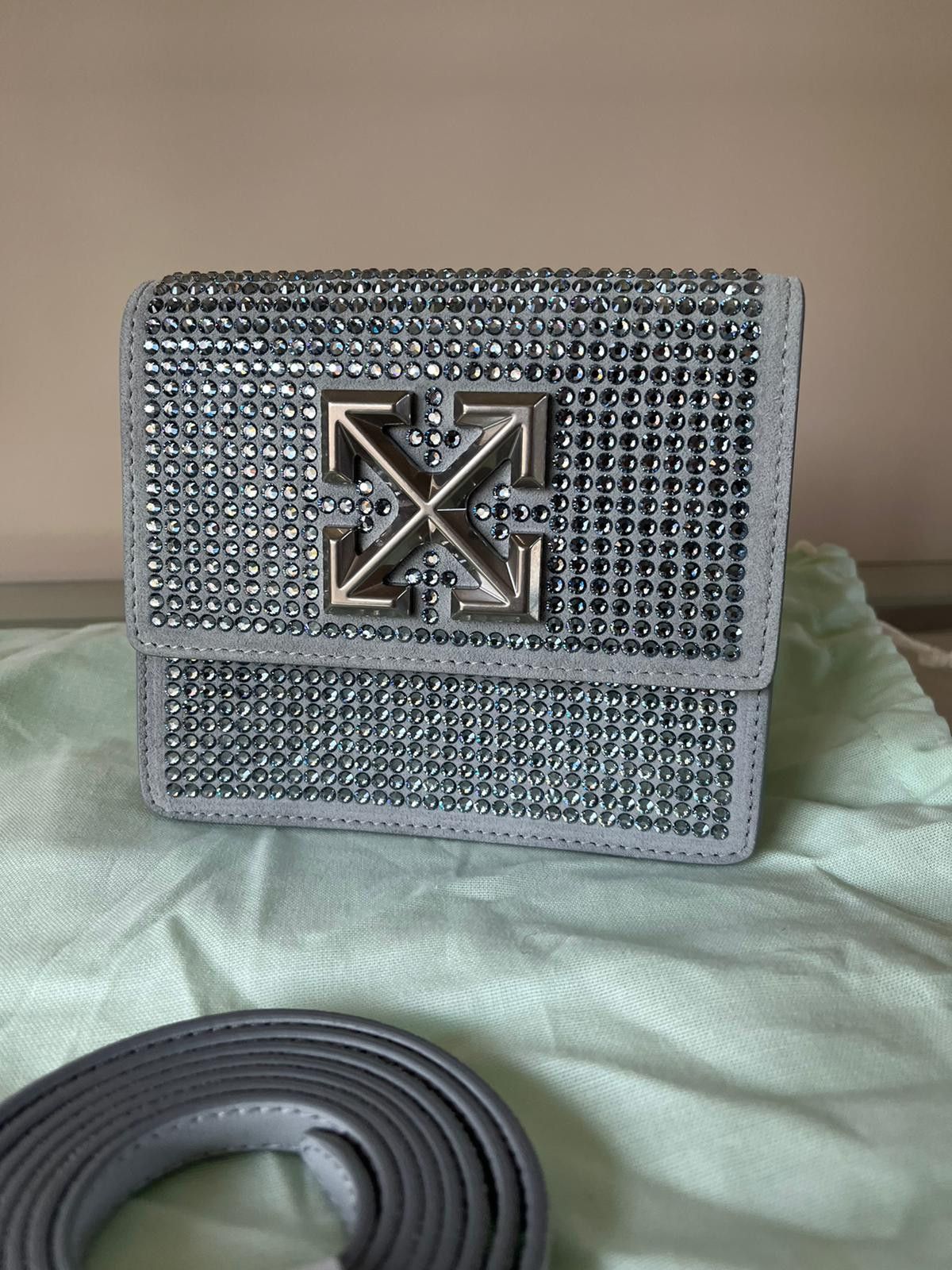 Off-White Suede Studded Hand Bag in Grey Size ONE SIZE - 3 Thumbnail