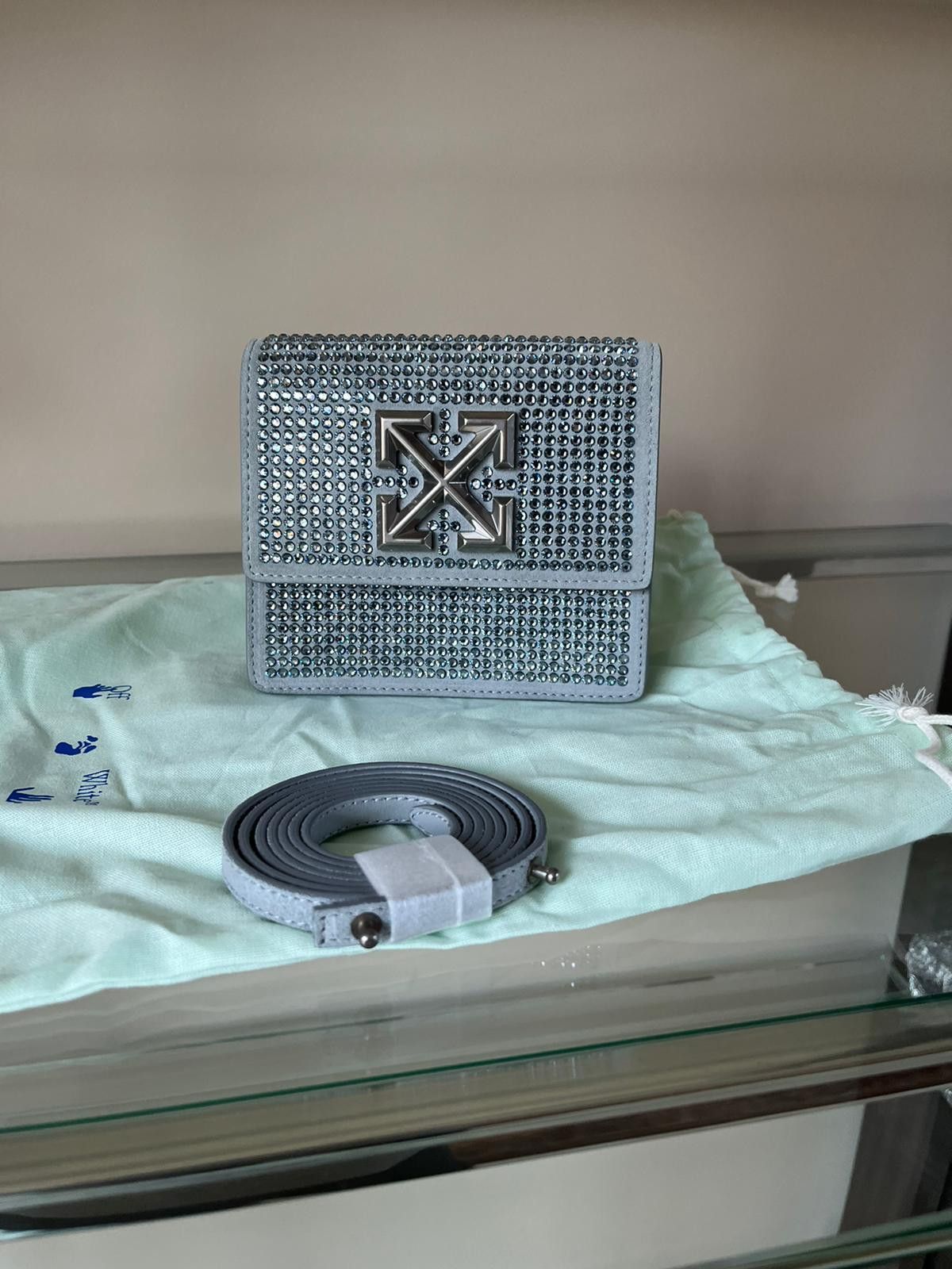 Off-White Suede Studded Hand Bag in Grey Size ONE SIZE - 1 Thumbnail