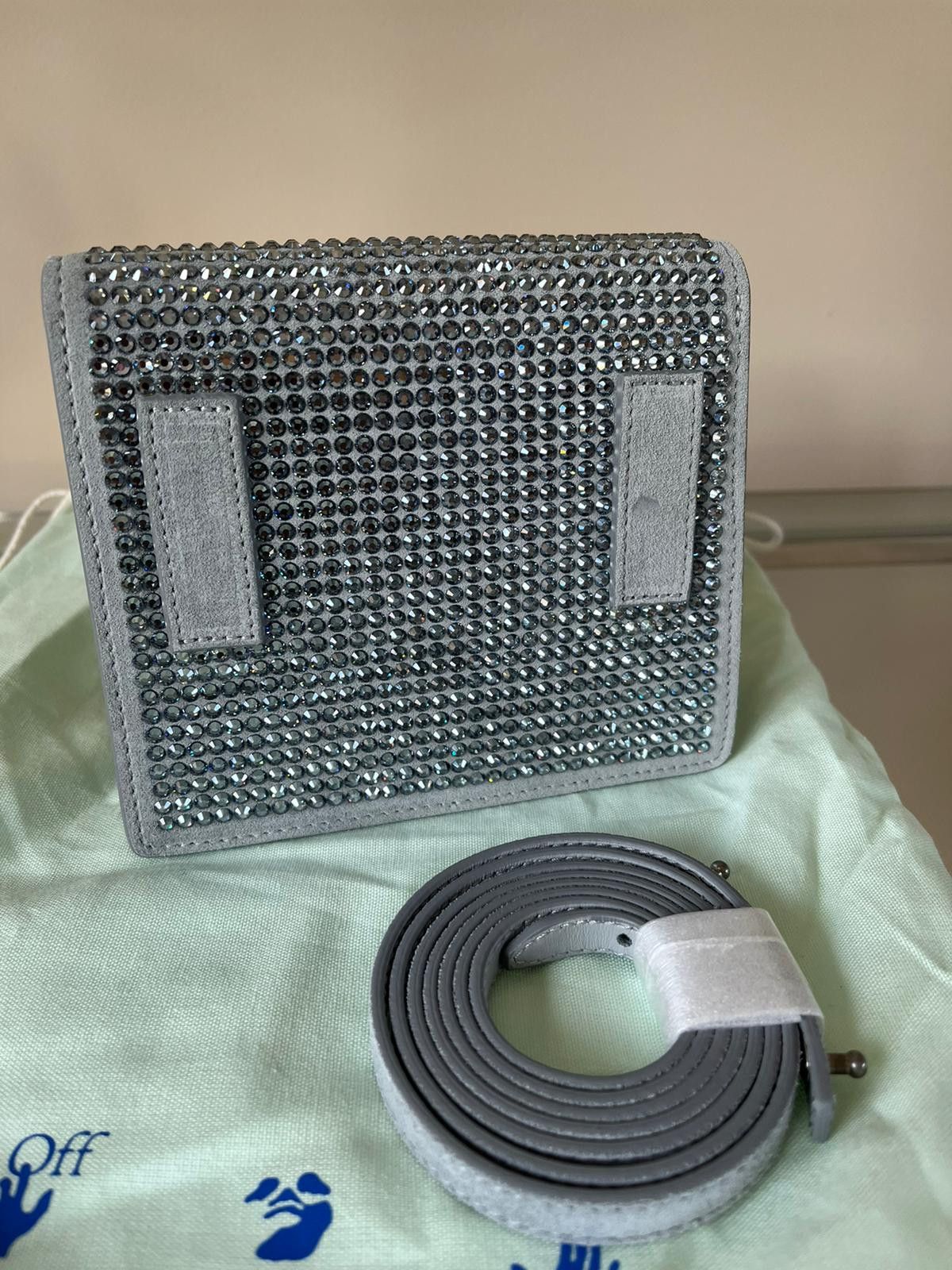 Off-White Suede Studded Hand Bag in Grey Size ONE SIZE - 8 Thumbnail