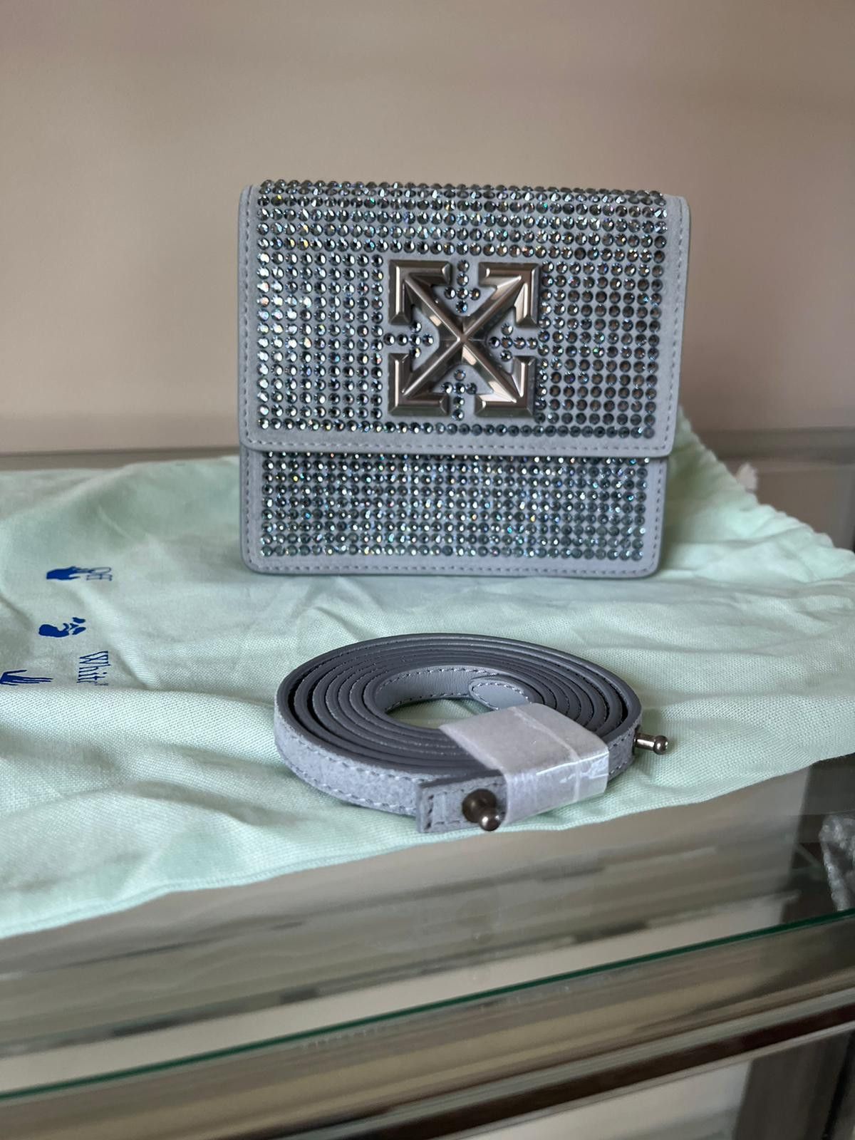 Off-White Suede Studded Hand Bag in Grey Size ONE SIZE - 6 Thumbnail
