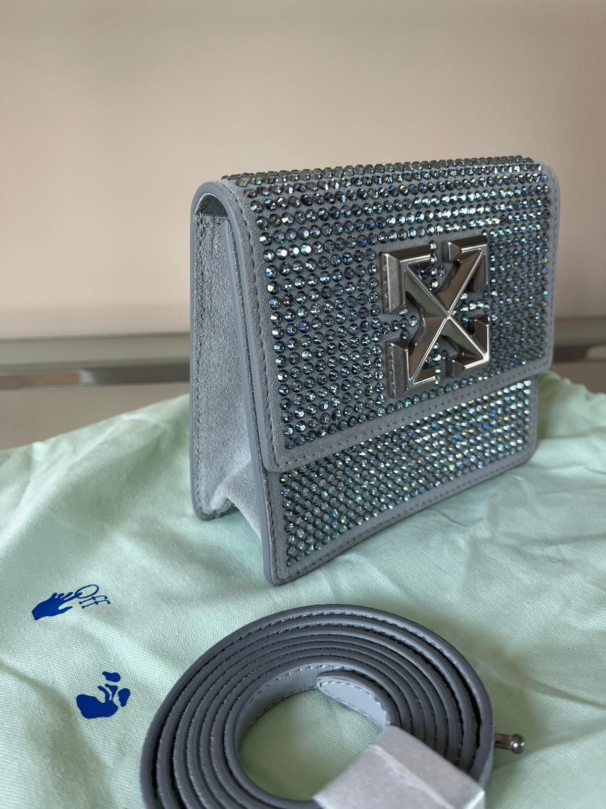 Off-White Suede Studded Hand Bag in Grey Size ONE SIZE - 9 Thumbnail