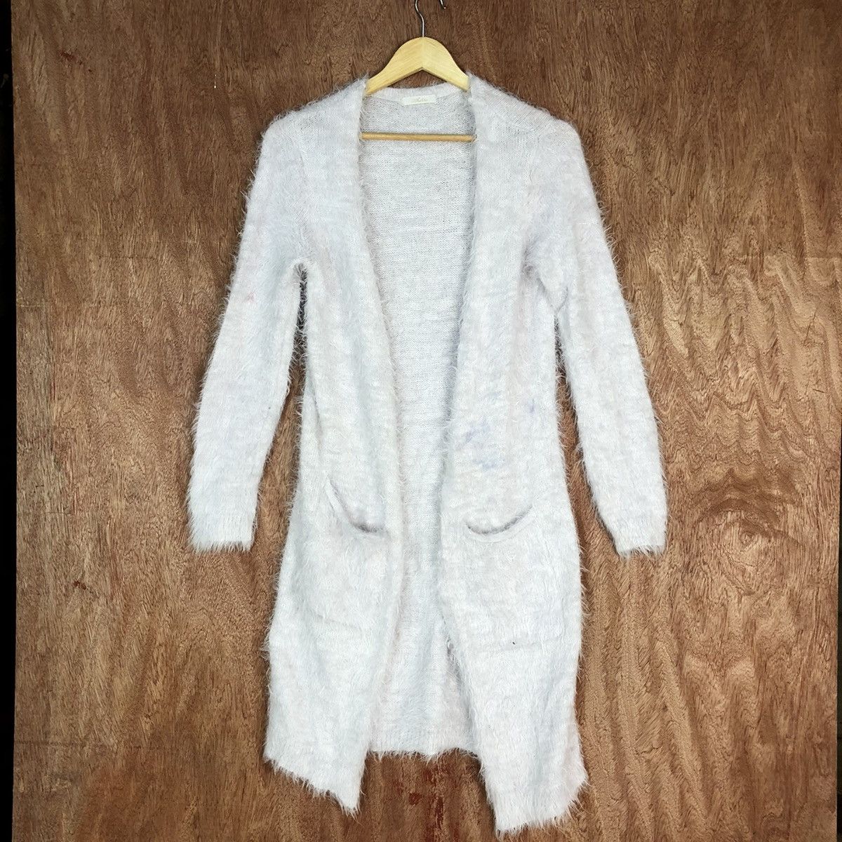image of Cardigan x Homespun Knitwear Khalita Long Shag Shaggy Fur Mohair Knitwear 6724 in White (Size Mediu