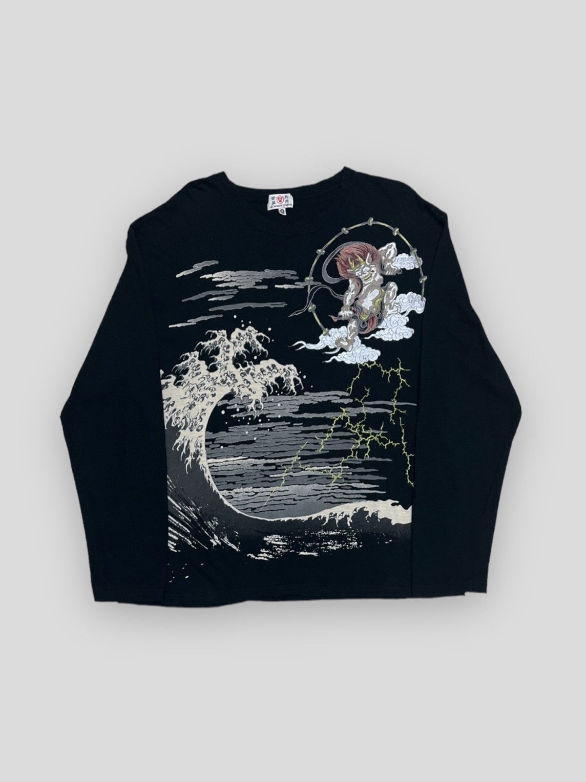 image of Vintage Send Offerkarakuri Tamashi Embroidery Sukajan Longsleeve in Black, Men's (Size XL)