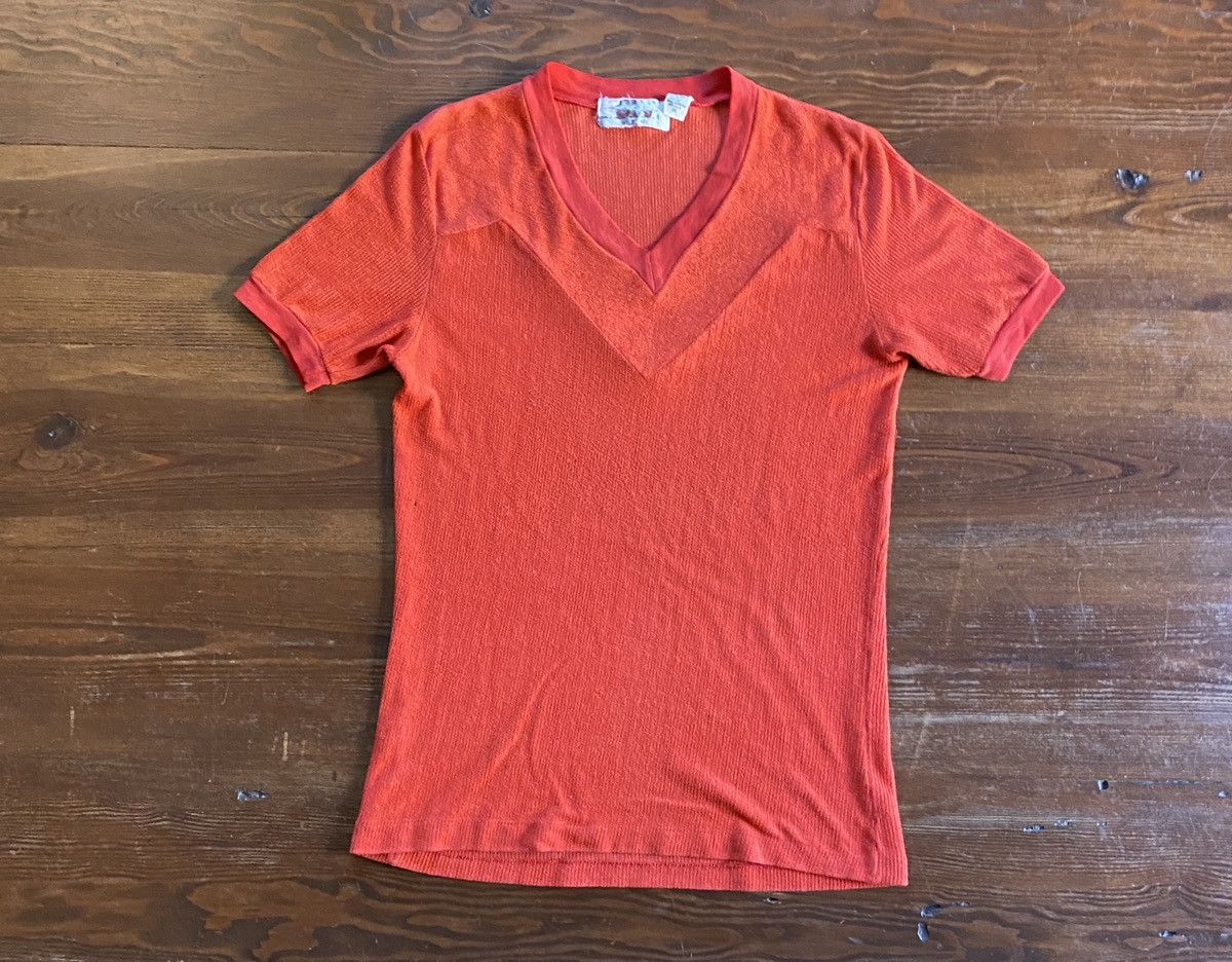 Vintage Vintage 80’s Ribbed V-Neck Single Stitch Ringer Tee Size US M / EU 48-50 / 2 - 2 Thumbnail
