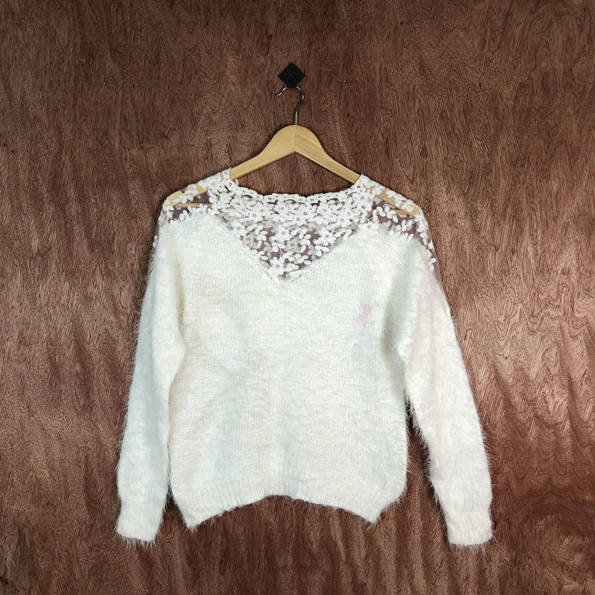 Homespun Knitwear Cawaii White Shag Shaggy Fur Mohair Knitwear #6620 Size US S / EU 44-46 / 1 - 9 Thumbnail