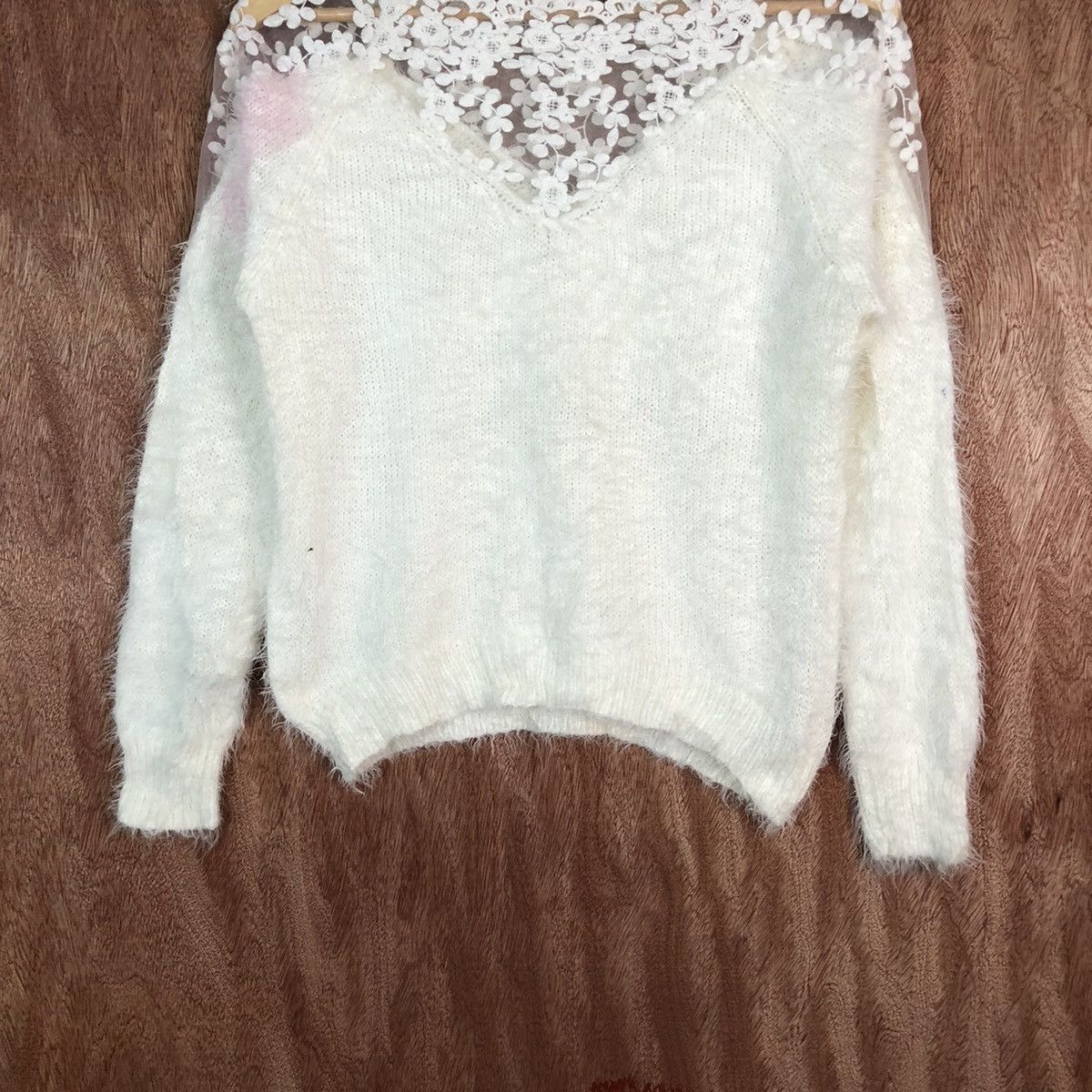 Homespun Knitwear Cawaii White Shag Shaggy Fur Mohair Knitwear #6620 Size US S / EU 44-46 / 1 - 3 Thumbnail