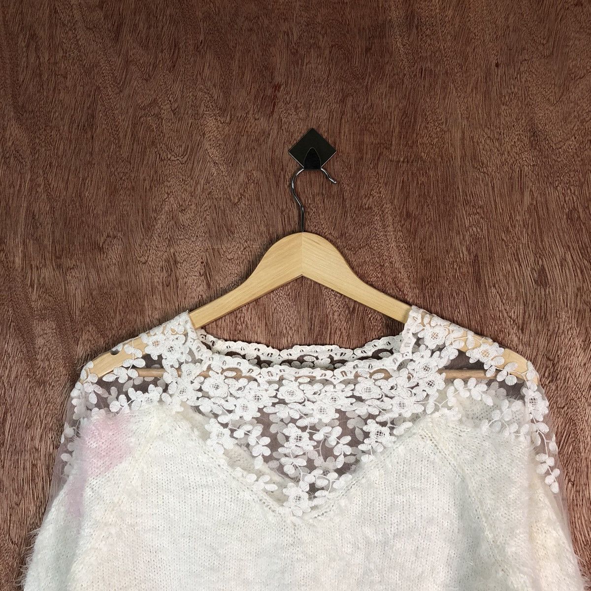 Homespun Knitwear Cawaii White Shag Shaggy Fur Mohair Knitwear #6620 Size US S / EU 44-46 / 1 - 6 Thumbnail