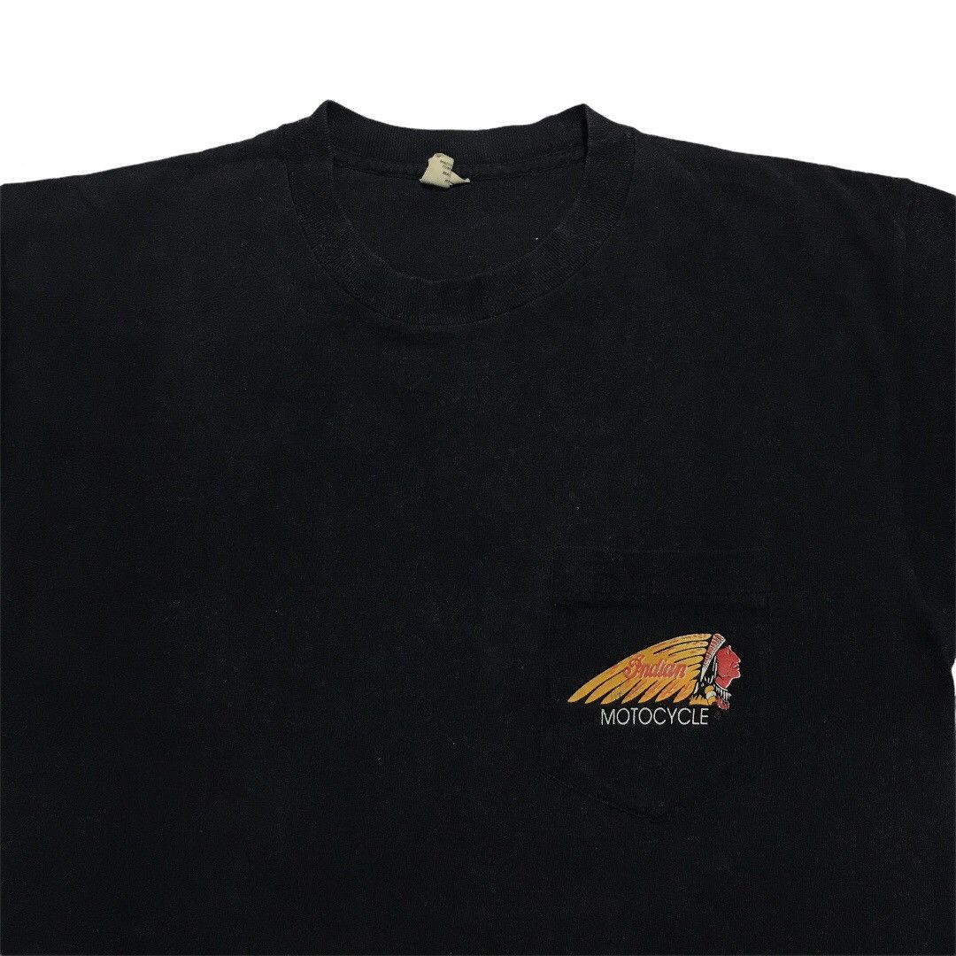 Indian Motorcycle × Vintage Rare Vintage 80s INDIAN MOTOCYCLE single pocket t-shirt Size US M / EU 48-50 / 2 - 4 Thumbnail