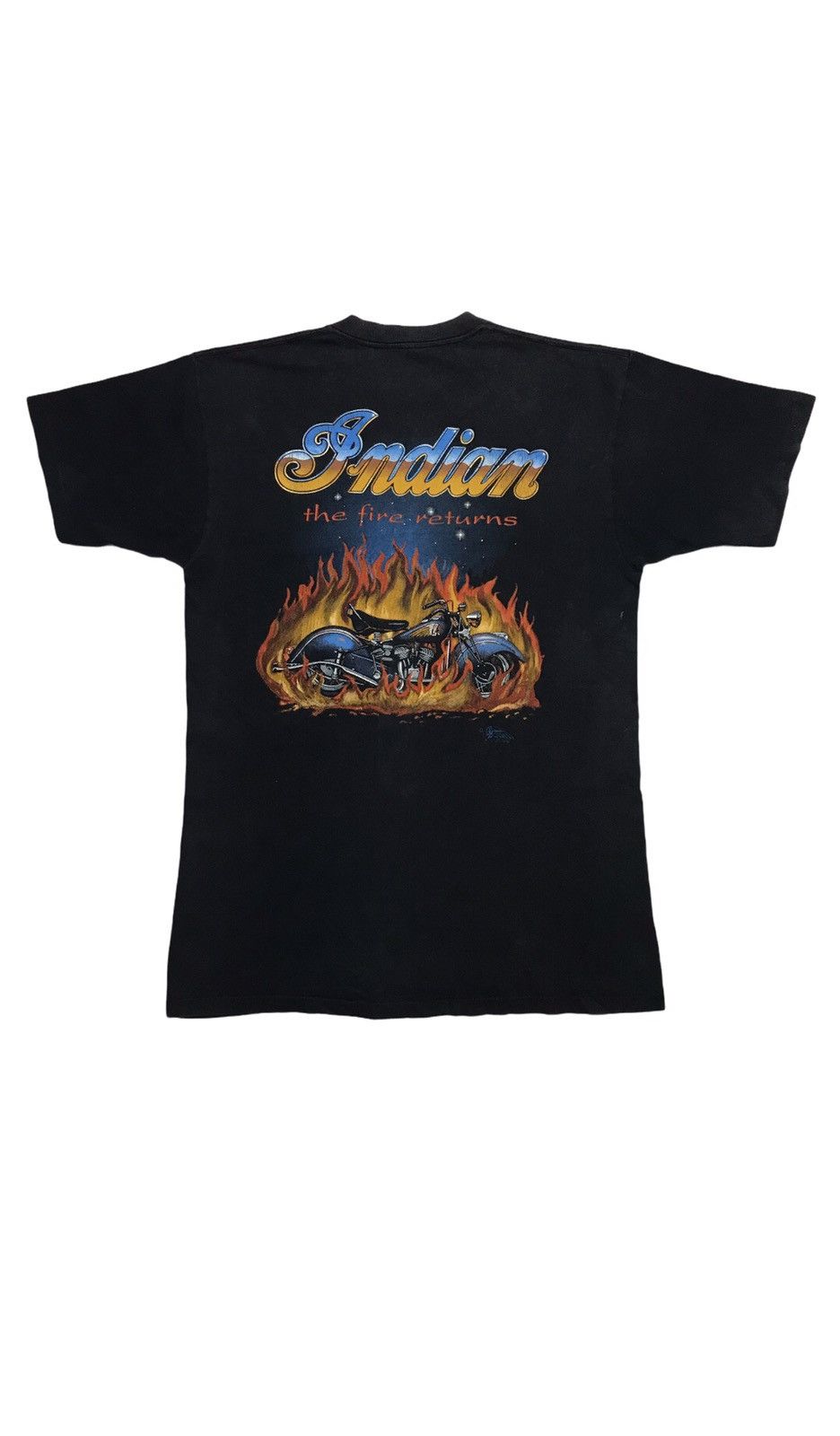 Indian Motorcycle × Vintage Rare Vintage 80s INDIAN MOTOCYCLE single pocket t-shirt Size US M / EU 48-50 / 2 - 1 Thumbnail
