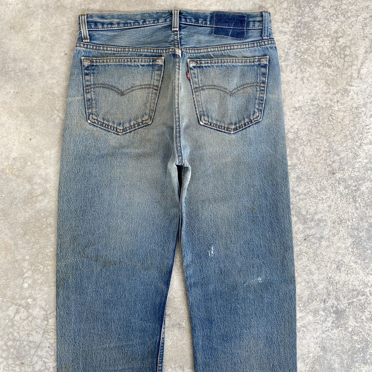 Levi's Vintage 1993 Levis 501 Muddy Blue Stonewashed Ripped Jeans Size US 31 - 16 Thumbnail