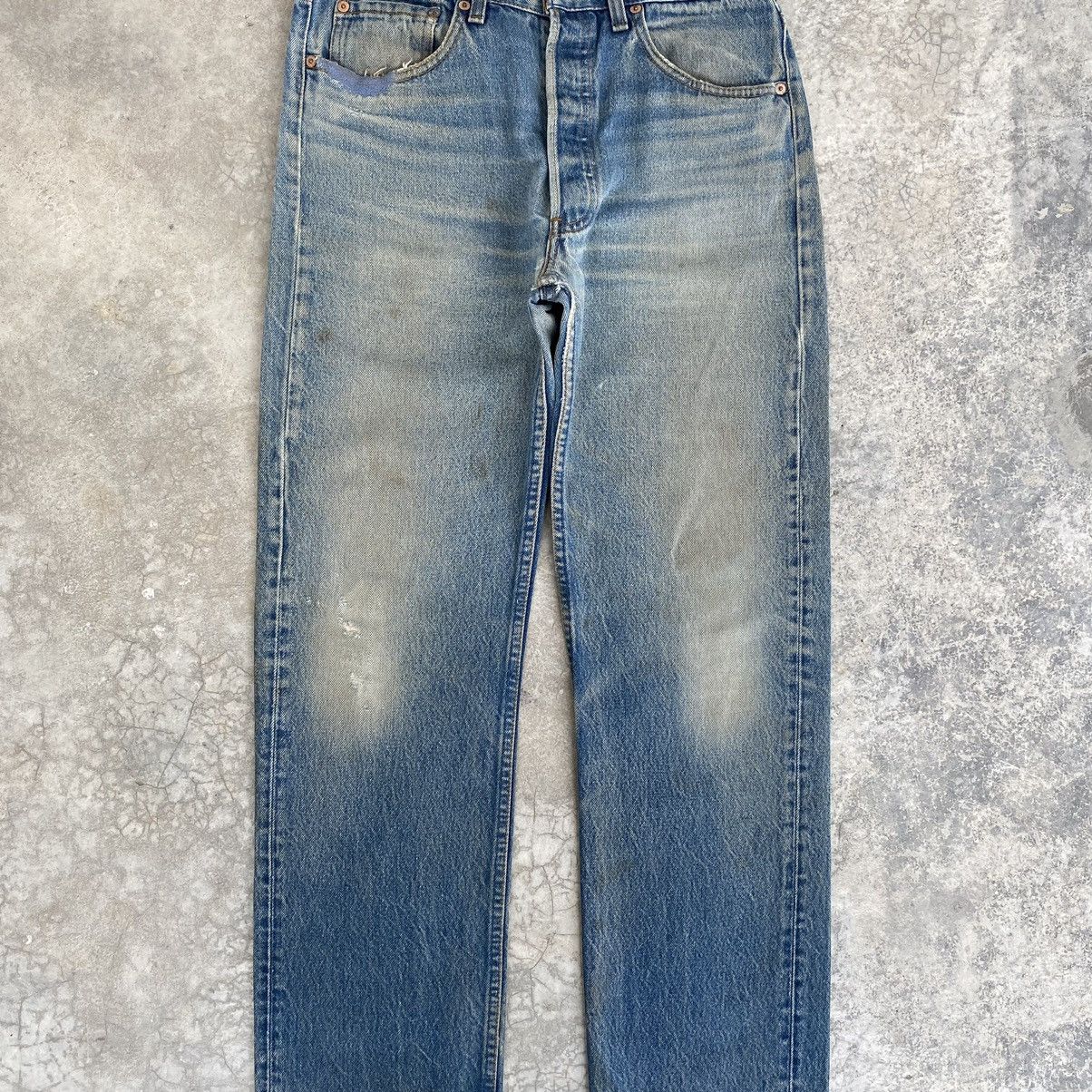 Levi's Vintage 1993 Levis 501 Muddy Blue Stonewashed Ripped Jeans Size US 31 - 4 Thumbnail