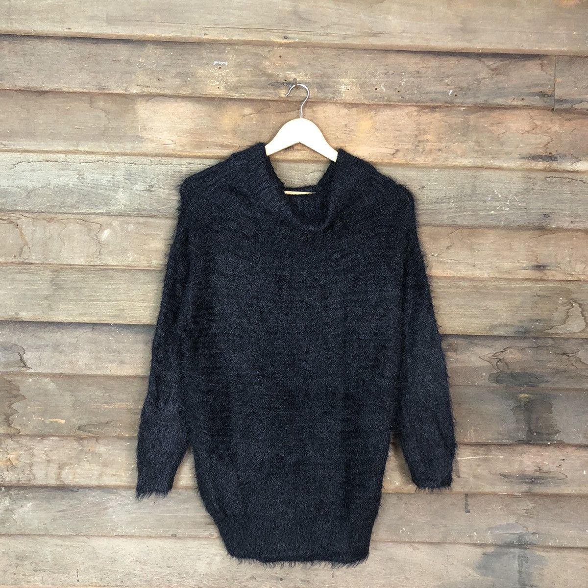 Homespun Knitwear × Japanese Brand Khalita Black Mohair fur Shag Shaggy Knitwear #c1074 Size M / US 6-8 / IT 42-44 - 3 Thumbnail