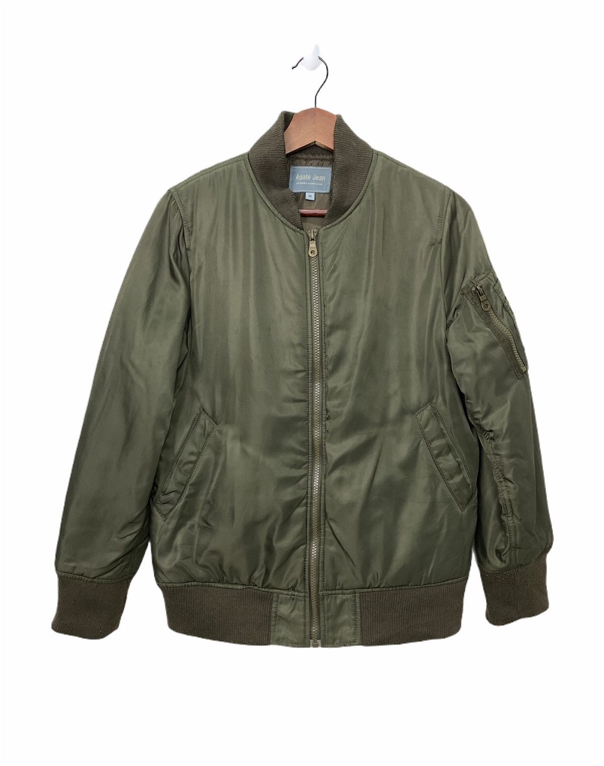 AGATE JEAN Vintage Nylon Army Tactical Bomber Puffer Jacket