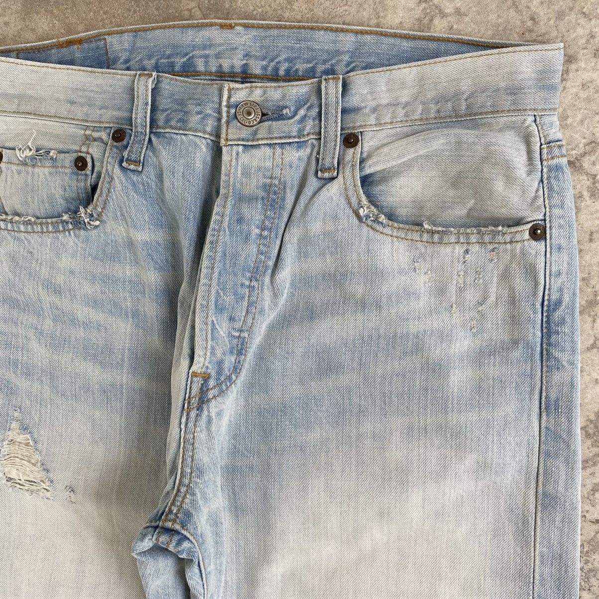 Levi's Size 31x32 Vintage Levis 501 Light Blue Ripped Jeans Size US 30 / EU 46 - 9 Thumbnail