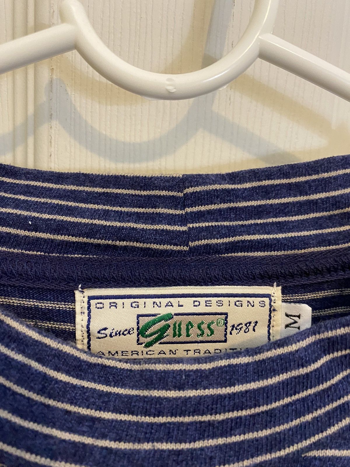 Guess Vintage Guess Striped Longsleeve Navy T-Shirt Size US M / EU 48-50 / 2 - 3 Thumbnail