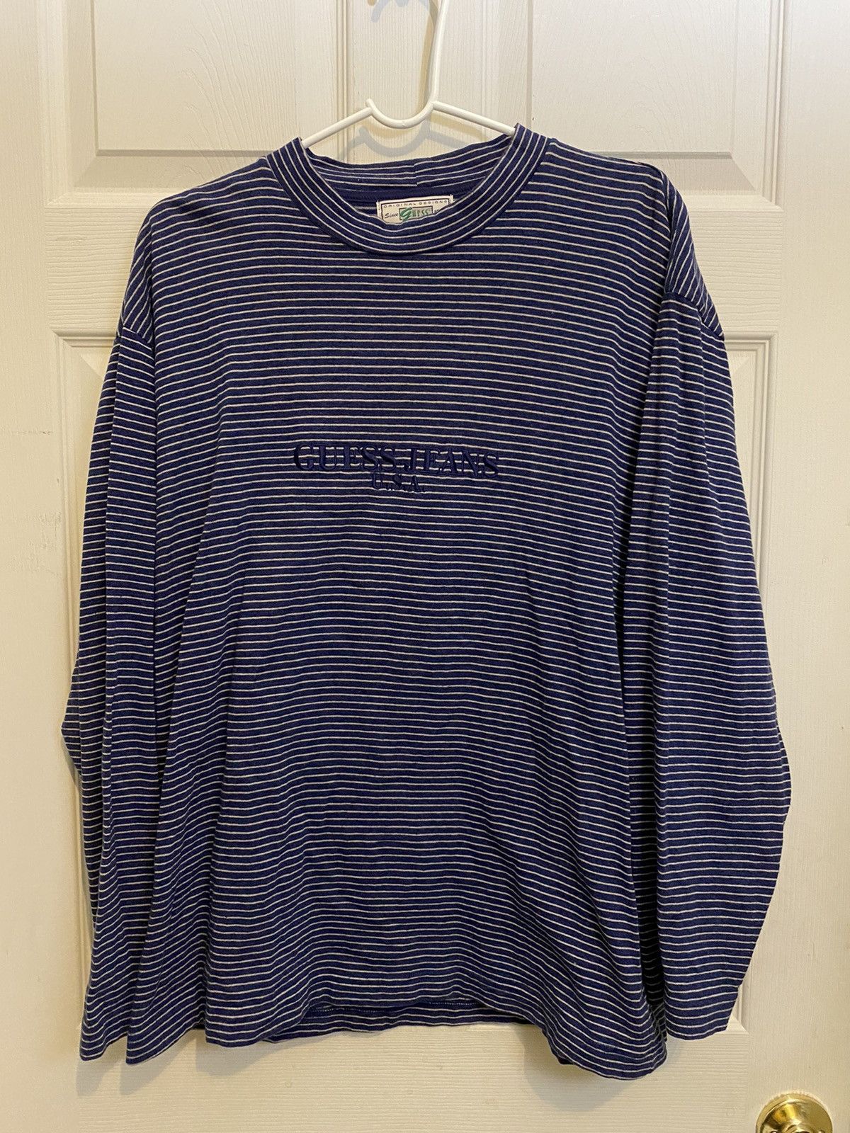 Guess Vintage Guess Striped Longsleeve Navy T-Shirt Size US M / EU 48-50 / 2 - 2 Thumbnail