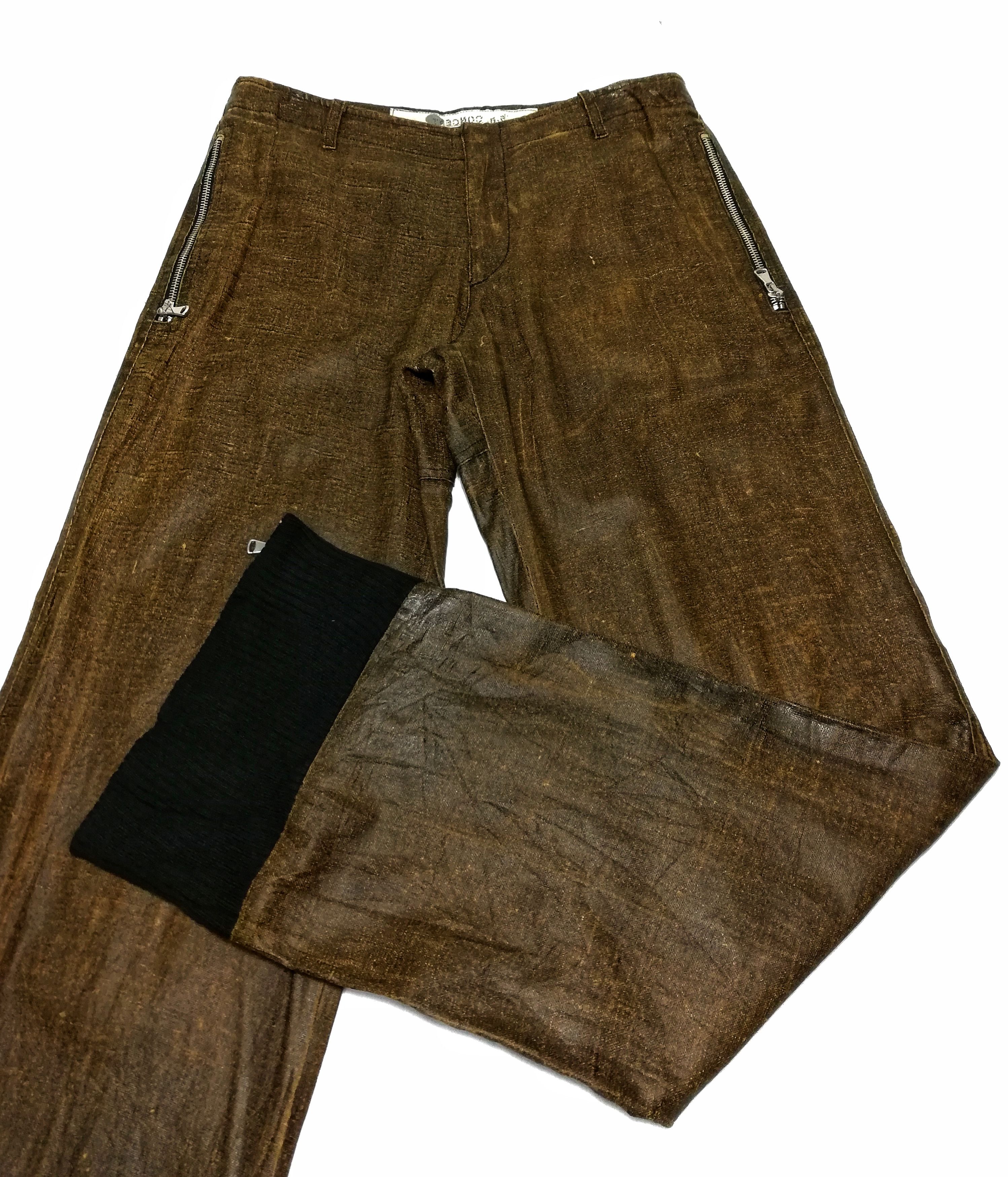 Japanese Brand 🔥Japanese S.B Concept Brown Nylon Zipper Casual Pants🔥 Size US 31 - 3 Thumbnail