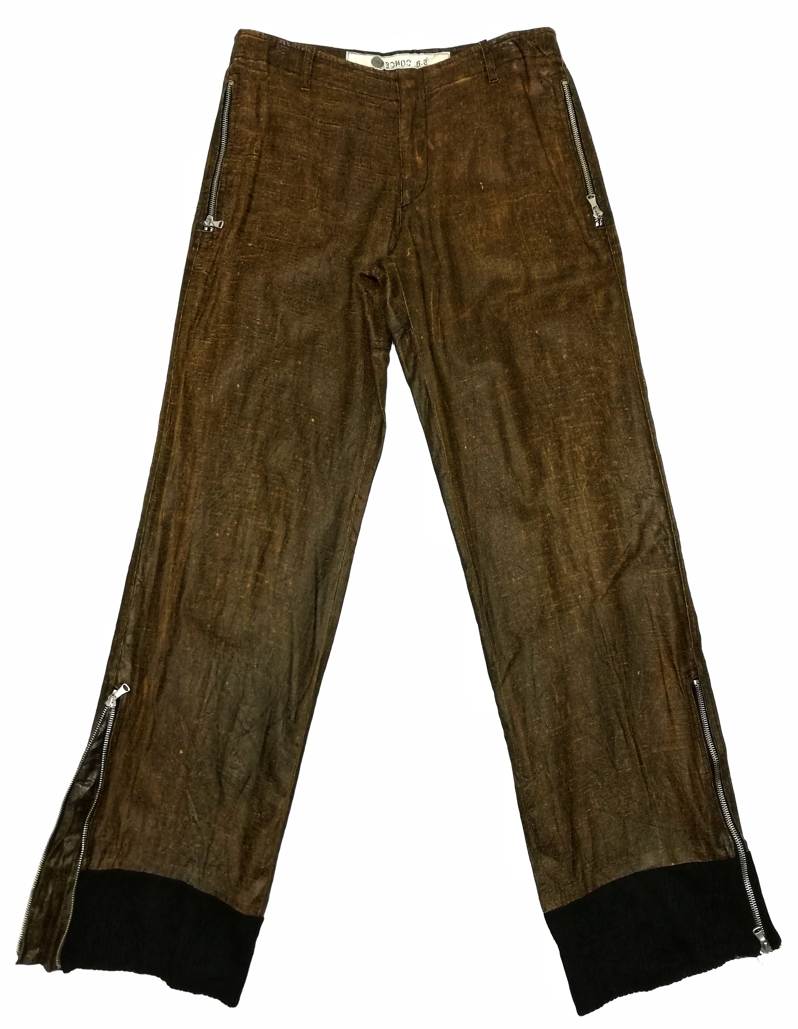 Japanese Brand 🔥Japanese S.B Concept Brown Nylon Zipper Casual Pants🔥 Size US 31 - 4 Thumbnail
