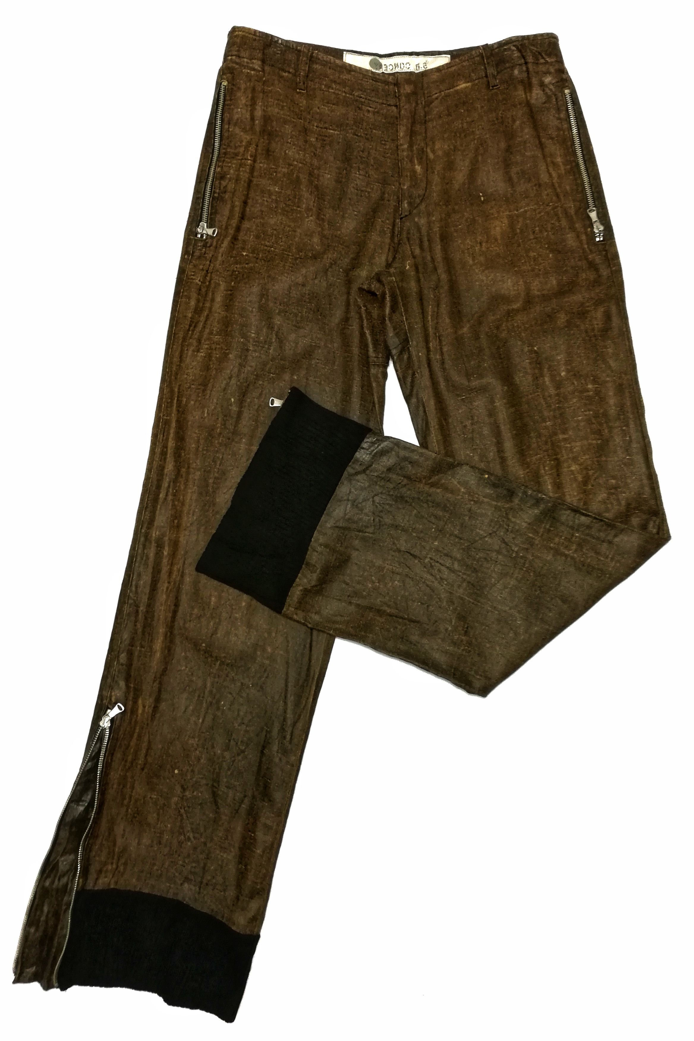 Japanese Brand 🔥Japanese S.B Concept Brown Nylon Zipper Casual Pants🔥 Size US 31 - 1 Thumbnail