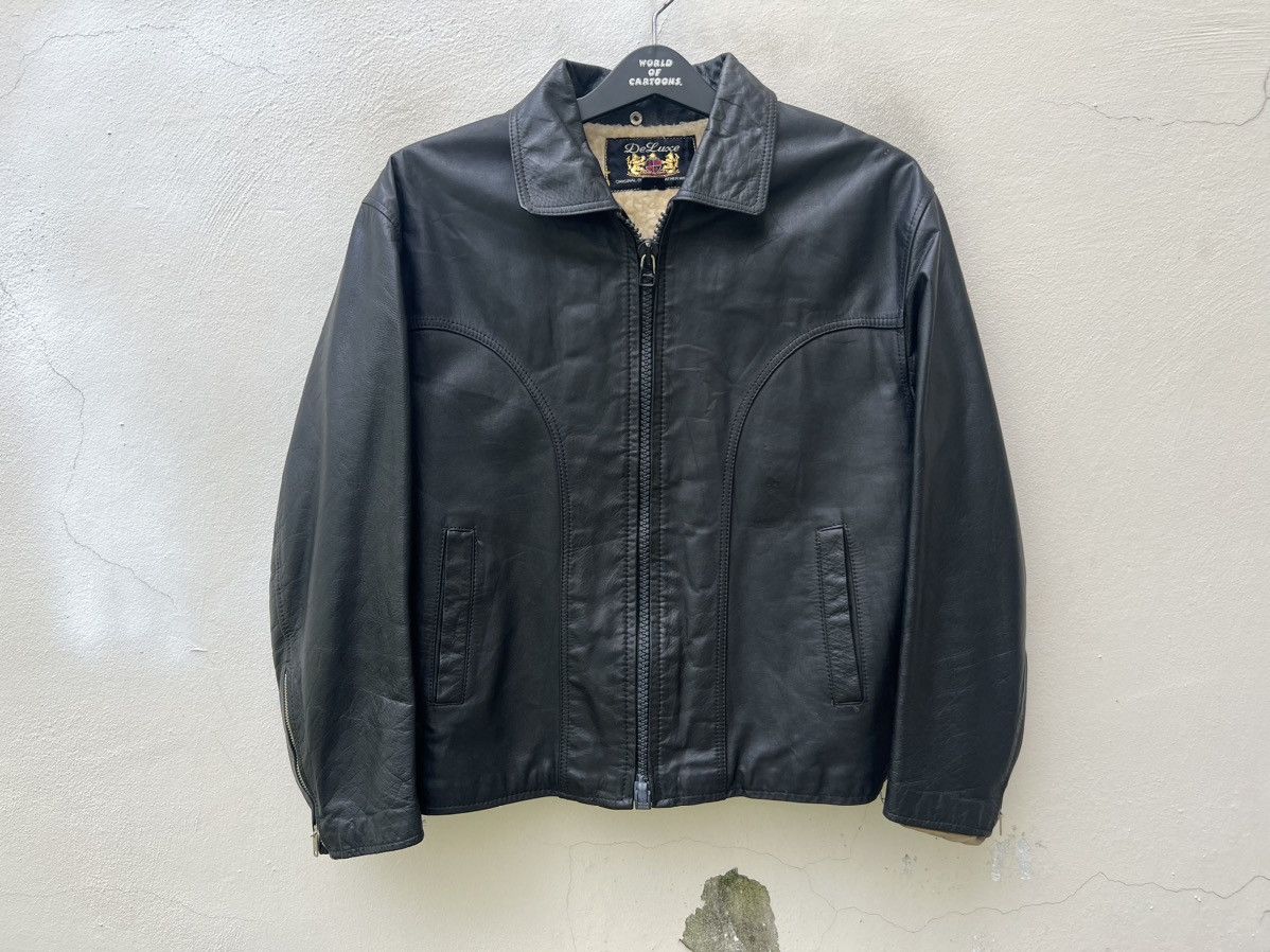 Deluxeware × Vintage Vintage Deluxe Japan Fade Black Leather Sherpa Jacket Size US M / EU 48-50 / 2 - 6 Thumbnail