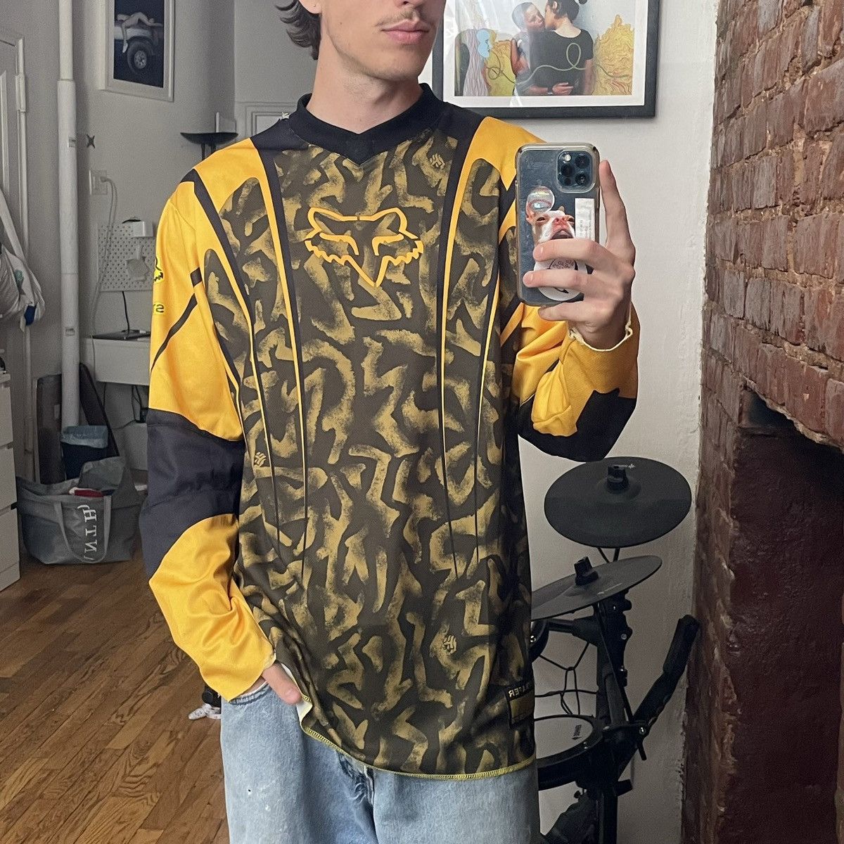 Fox × Fox Racing × Vintage Vintage 00s Yellow Fox Racing Starffer Moto ...