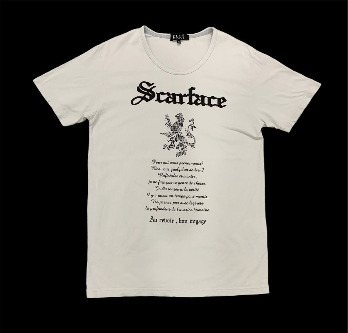 Japanese Brand ELLE HOMME Scarface Swarovski BigLogo Poem Luxury Tee Shirt Size S / US 4 / IT 40 - 1 Thumbnail