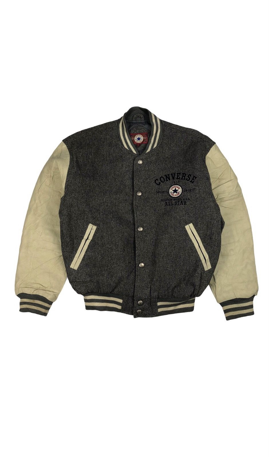 Converse × Vintage Vintage CONVERSE big logo embroidery leather sleeve varsity Size US L / EU 52-54 / 3 - 2 Thumbnail