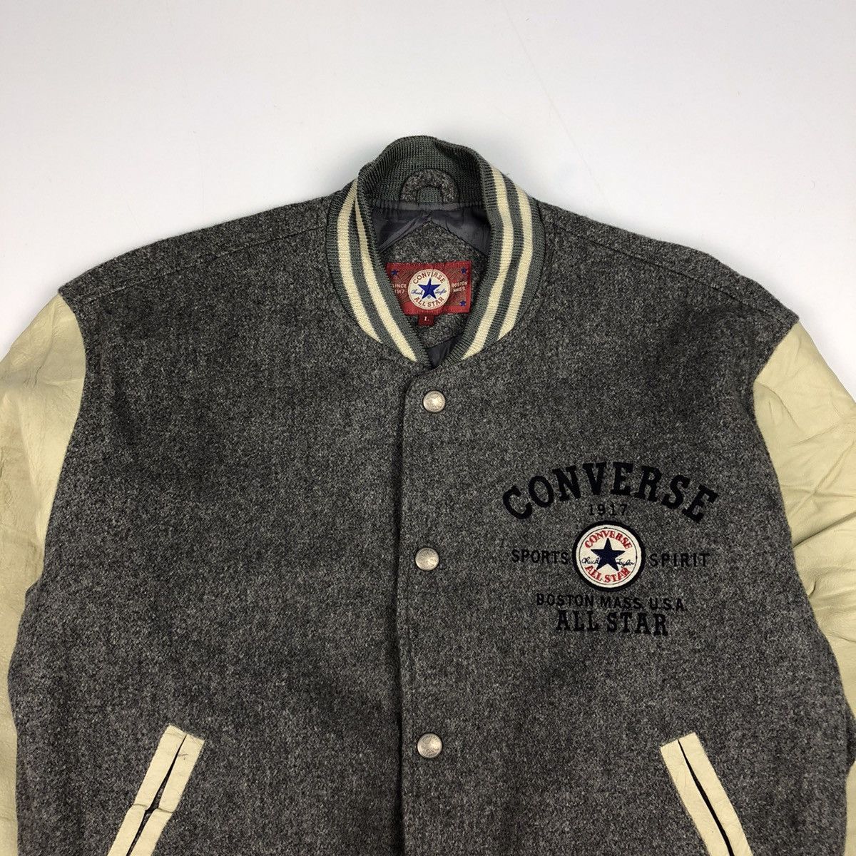 Converse × Vintage Vintage CONVERSE big logo embroidery leather sleeve varsity Size US L / EU 52-54 / 3 - 4 Thumbnail