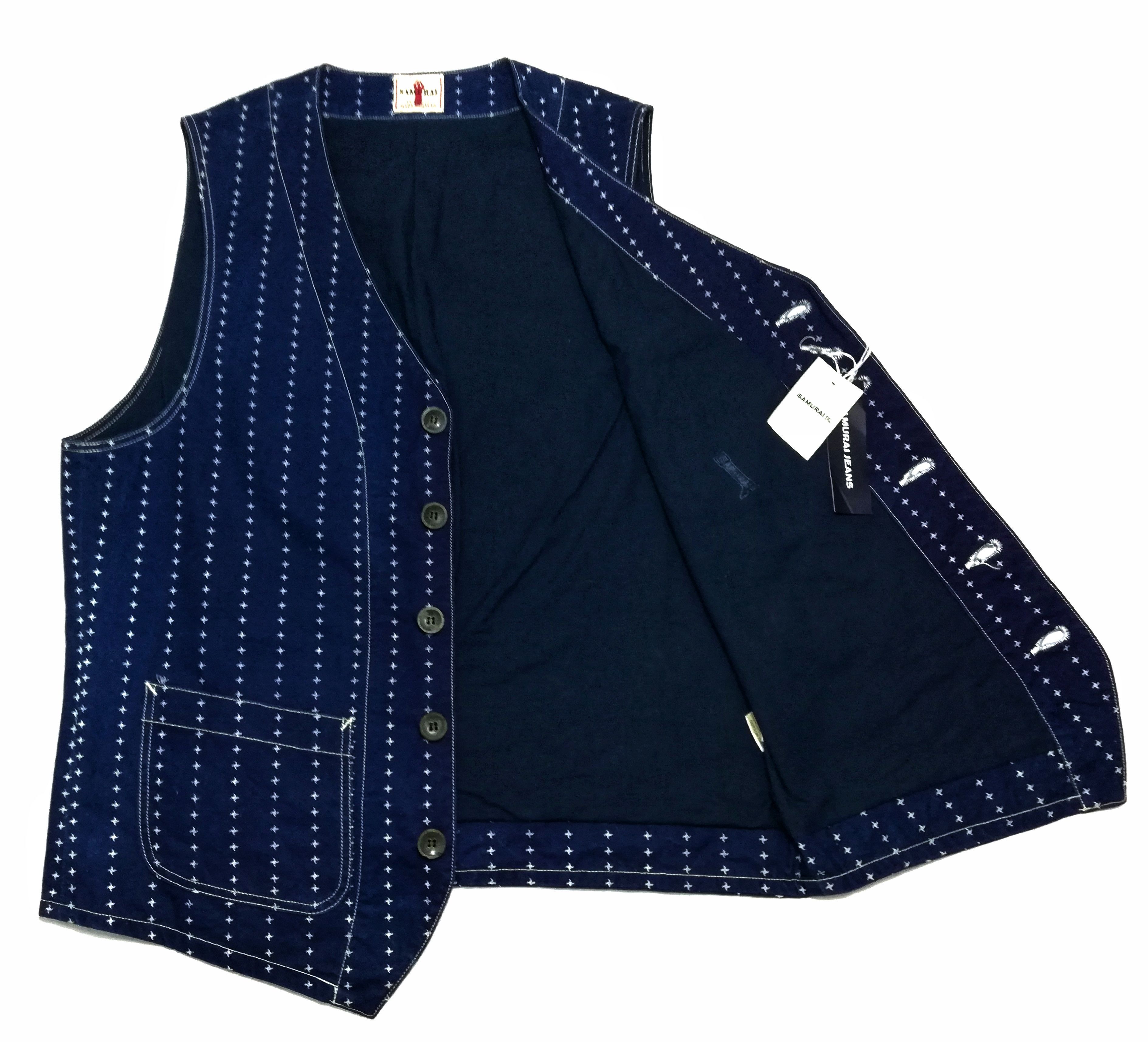 Indigo × Japanese Brand × Samurai Jeans 🔥Samurai Jeans Shuriken Wabash Blue Indigo Denim Head Vest Size US M / EU 48-50 / 2 - 1 Thumbnail