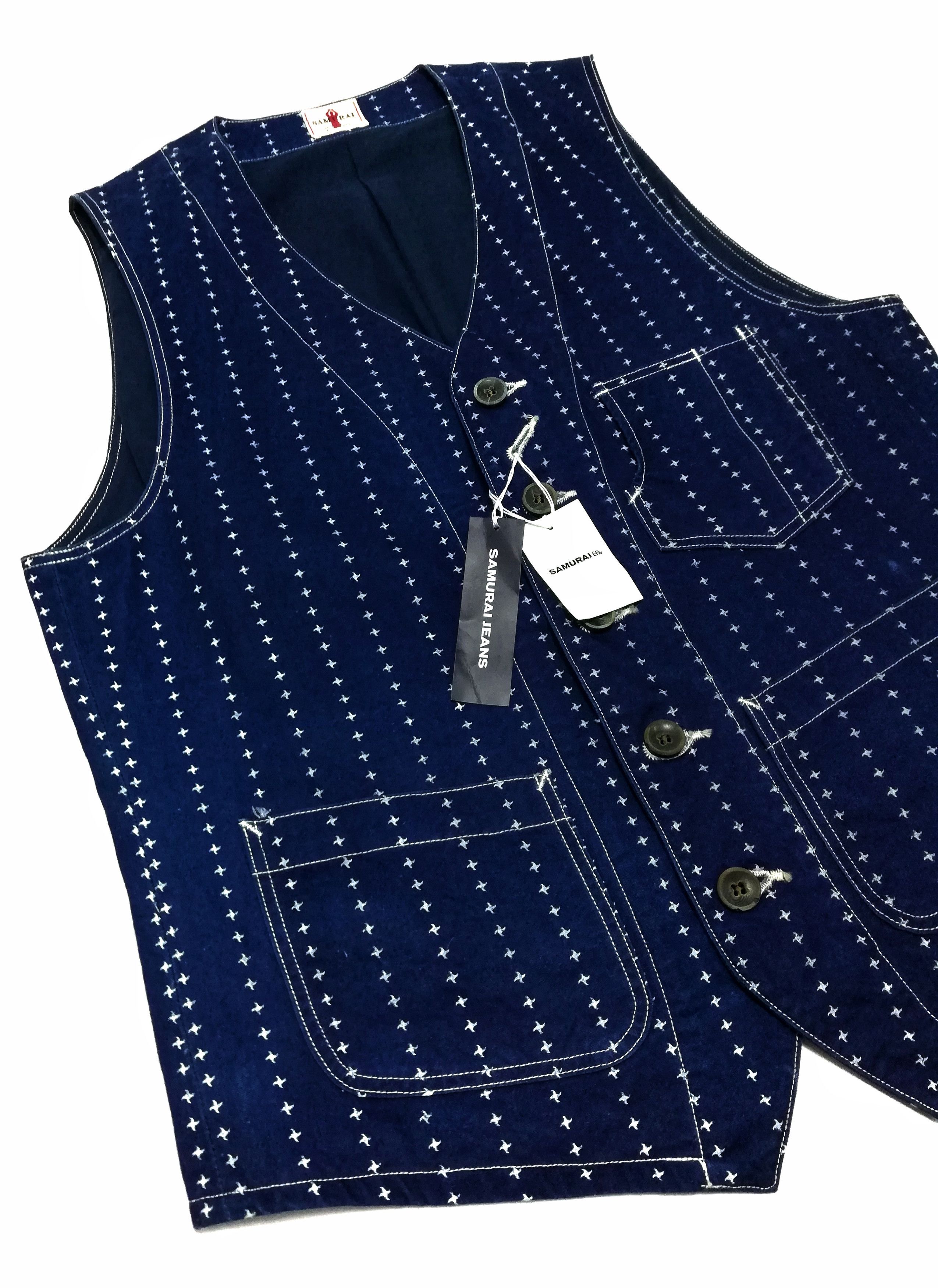 Indigo × Japanese Brand × Samurai Jeans 🔥Samurai Jeans Shuriken Wabash Blue Indigo Denim Head Vest Size US M / EU 48-50 / 2 - 3 Thumbnail