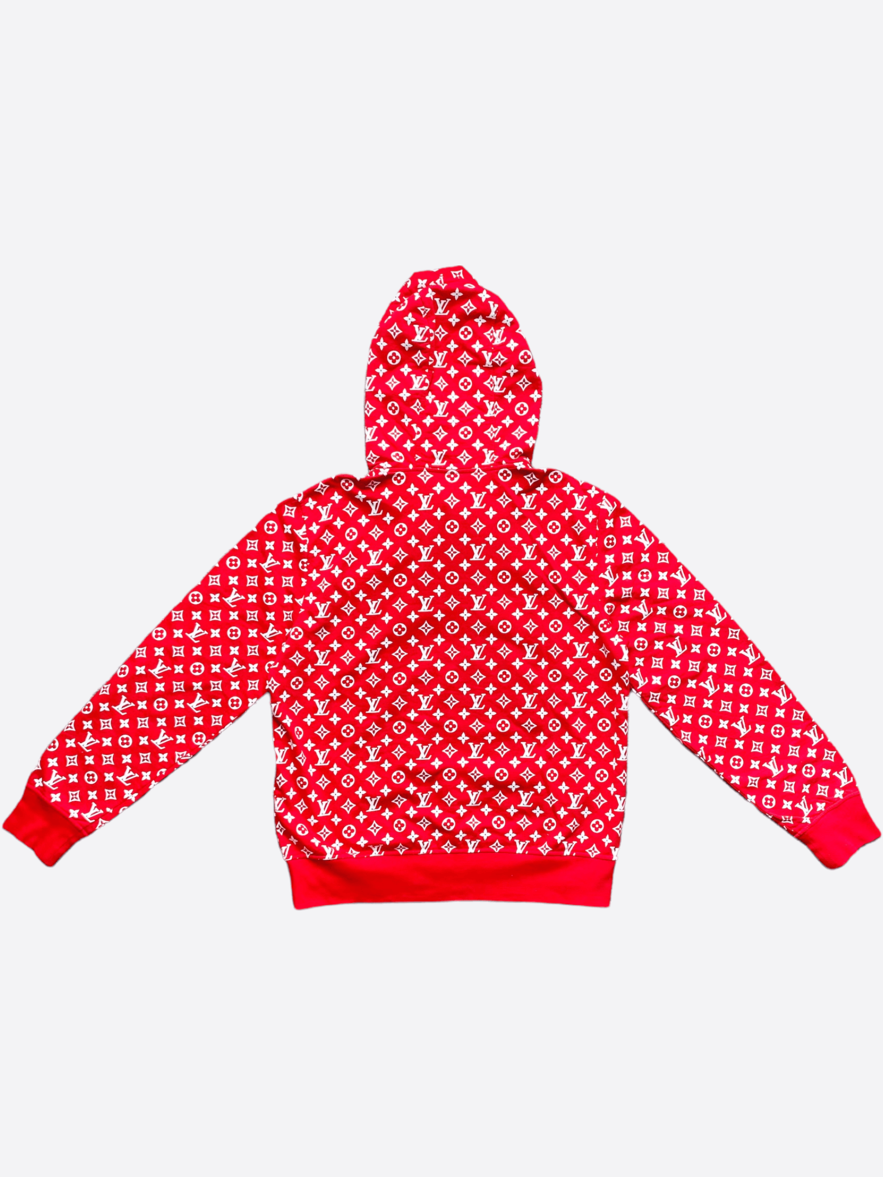 Red and white supreme louis vuitton hoodie on sale